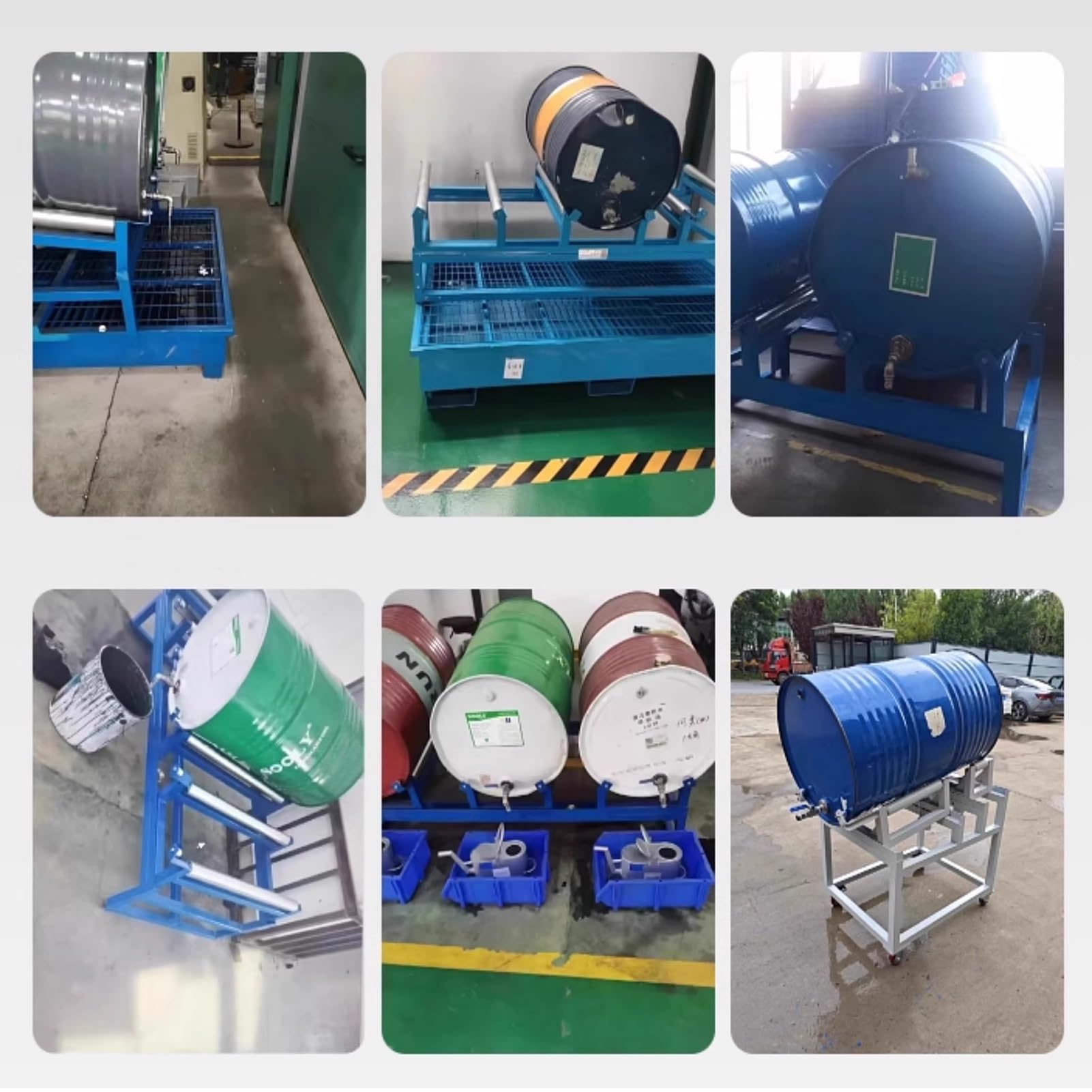 Tubo Acero 1,5 Mm Cuna Bidones 55 Galones con Plataforma A Prueba Fugas Estante Bidones Aceite Alta Resistencia Capacidad Carga: 1000-6000 Kg Estante Drenaje Aceite(125x125x68cm)