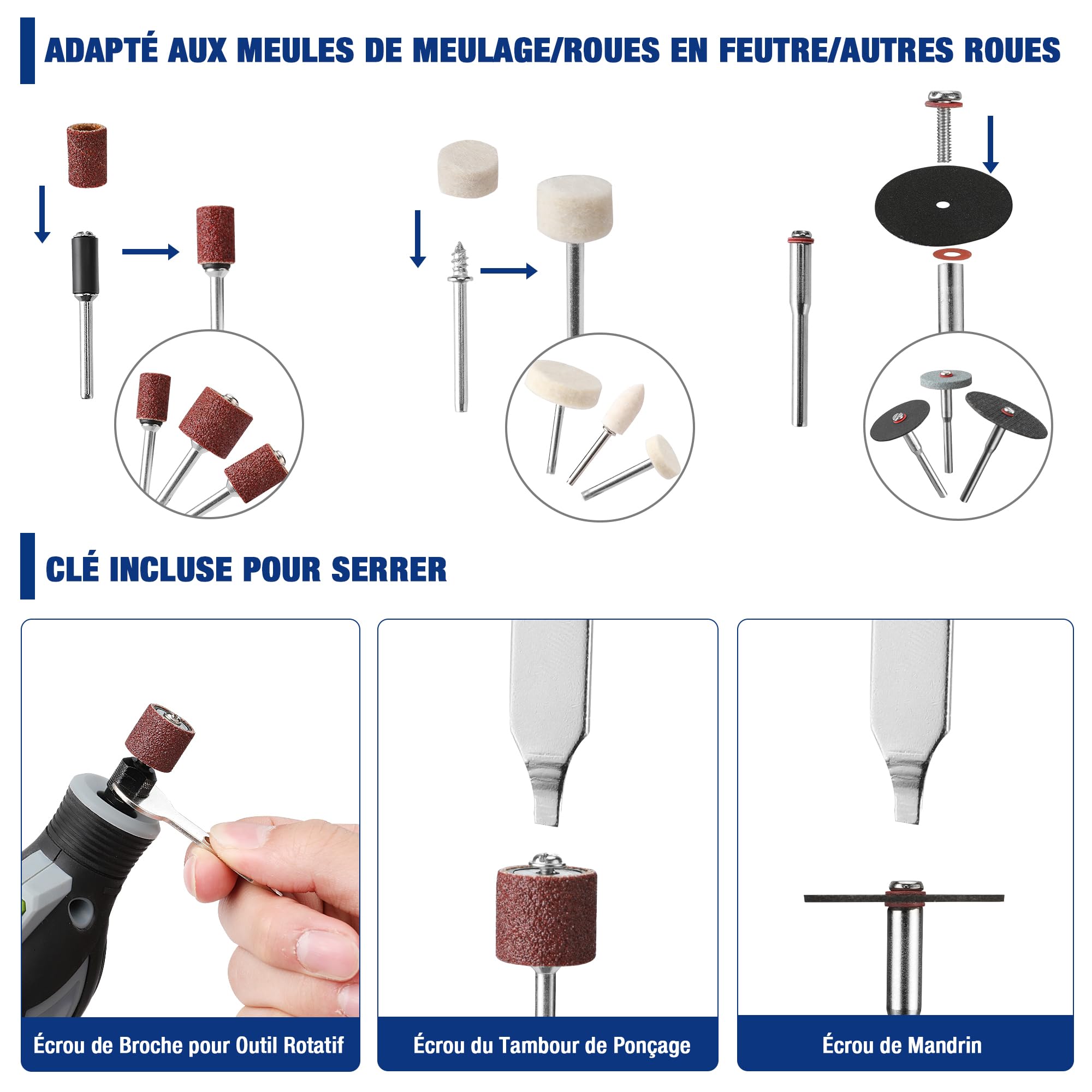 WORKPRO Coffret de 476 Accessoires d'Outils Rotatifs Universels, Kit d’Accessoires d'Outils Rotatifs Multifonctions pour Coupe, Gravure, Meulage, Polissage, Ponçage, Perçage, etc.