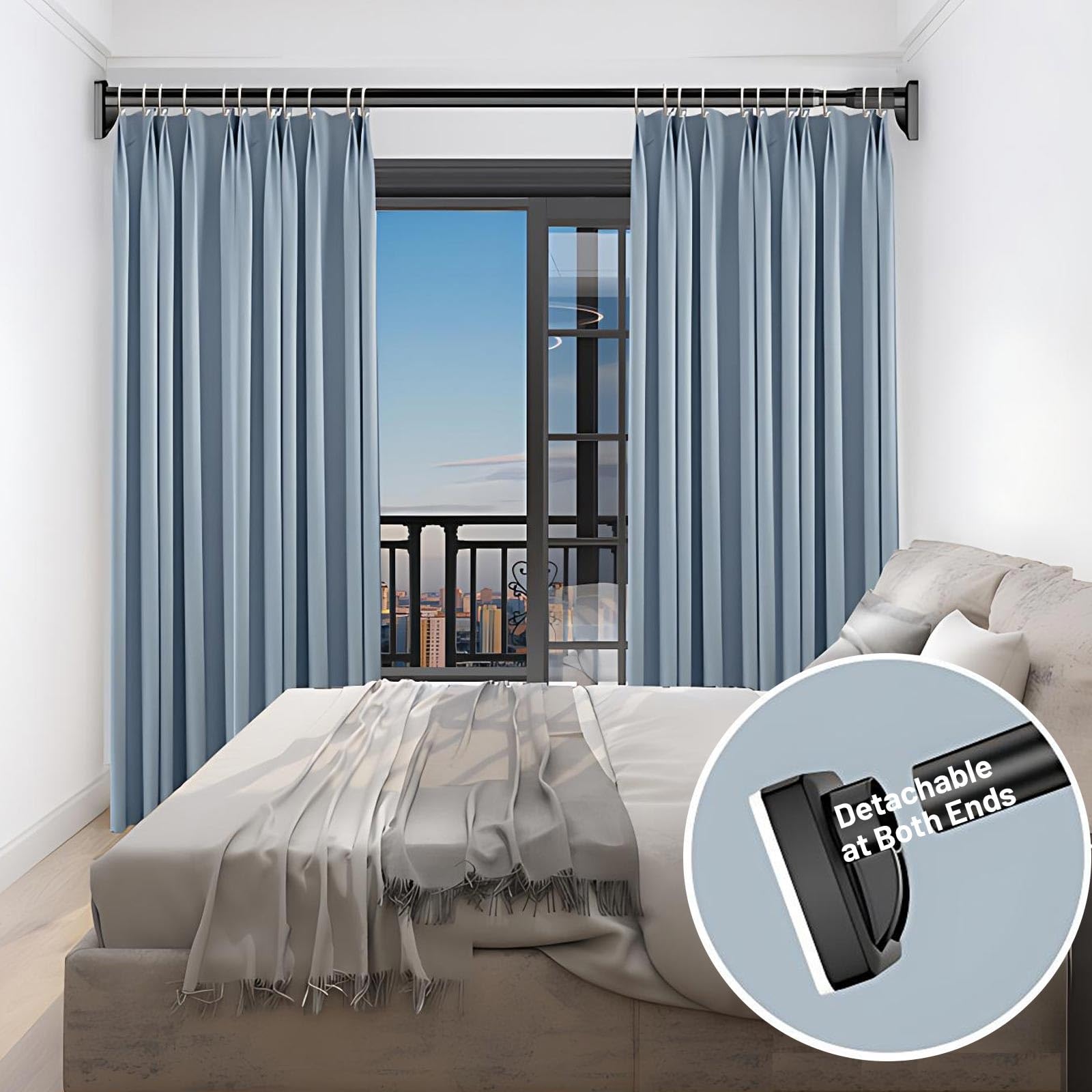 Bastoni Tende a Pressione Regolabile 40-300 cm Bastone Tende Doccia in Acciaio Inox Asta Telescopico Estensibile Senza Forare per Bagno Armadio Garderobe(White,(102"-137")260-350cm)