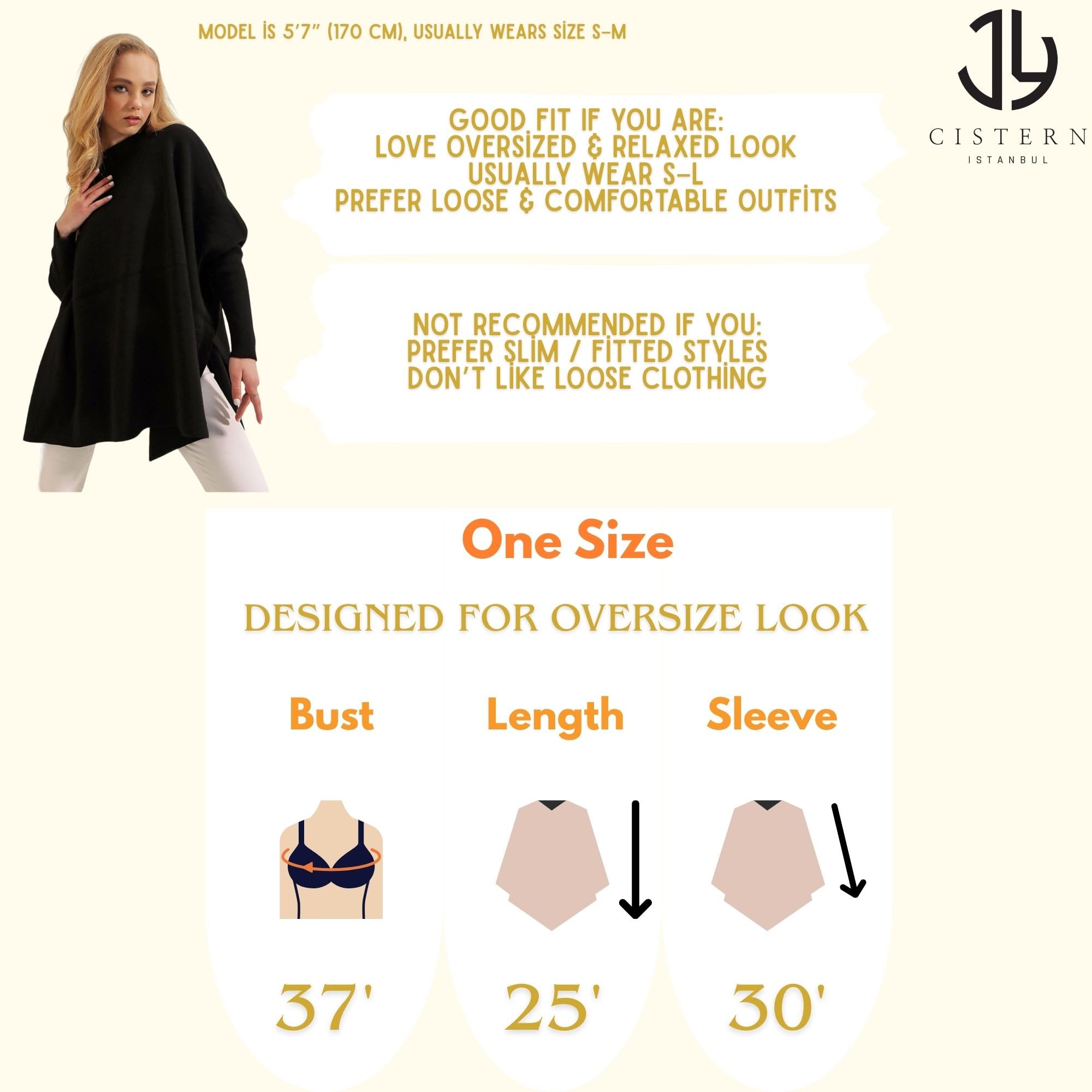 Bhgytec Women's Crew Neck Batwing Sleeve Split Hem Oversized Knit Poncho Sweater