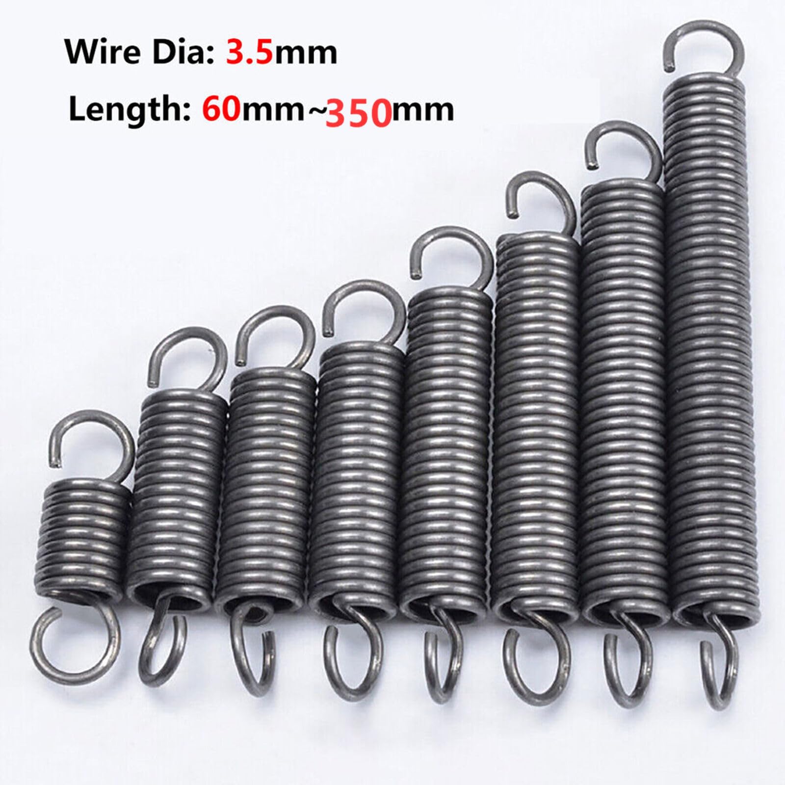 1Pcs Expansion Springs Extension Tension Spring Wire Diameter 3.5mm OD 18-20mm L=60-350mm (3.5mmX19mm,Length160mm)