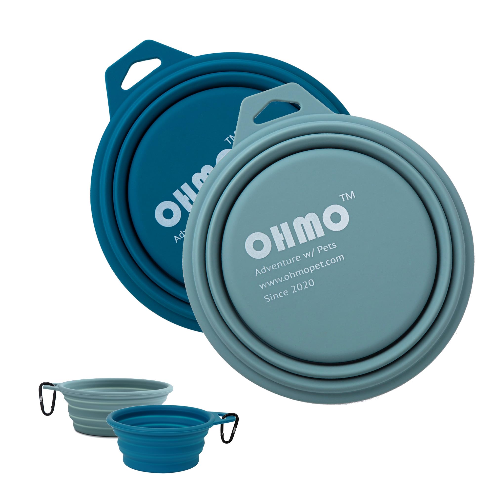 OHMO Collapsible Dog Bowl, (2 Pack 400ml) Premium Silicone Pet Water Bowls for Cats & Dogs
