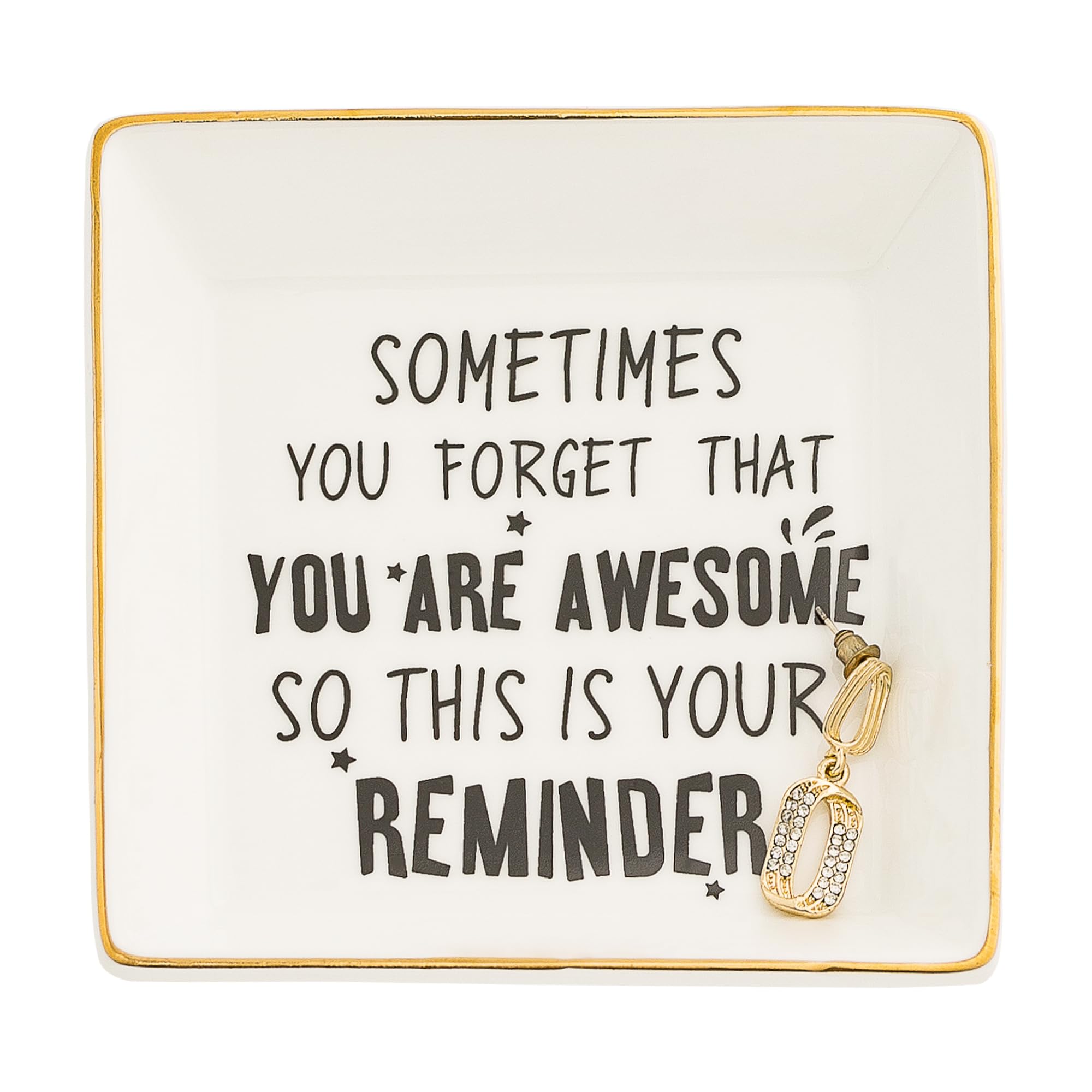 BEUNAIZERBEUNAIZER Jewelry Dish Tray, Ring Dish, Ceramic Trinket Tray, Key Bowl, Decorative Plate, Gifts for Friends, Sisters, Daughter, Mother, Ceramic White