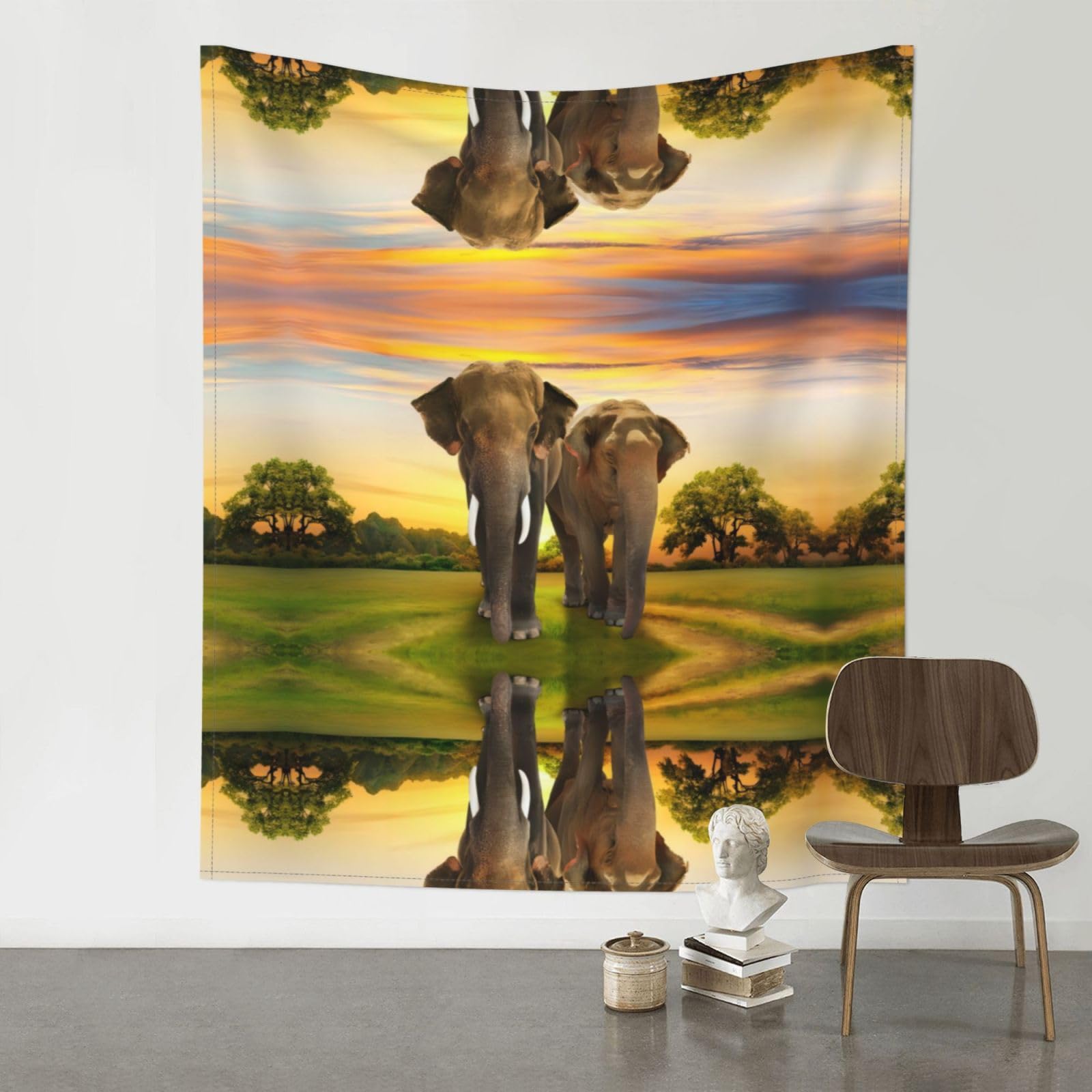 YYHWHJDE Elephant Walking Prints 60x51in Wall Tapestry – Dreamy Bohemian Throw Blanket for Bedroom, Dorm Room & Aesthetic Living Space Decor
