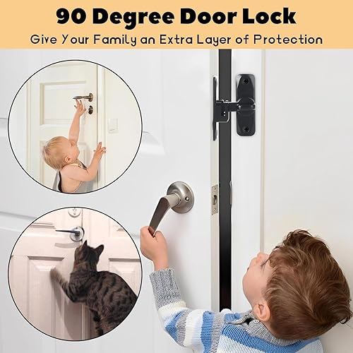 Miniatura 5 de STARVAST Cerradura de puerta de granero de 90180 grados, 4 pestillos de puerta abatibles de alta resistencia, pestillos de puerta corredera de