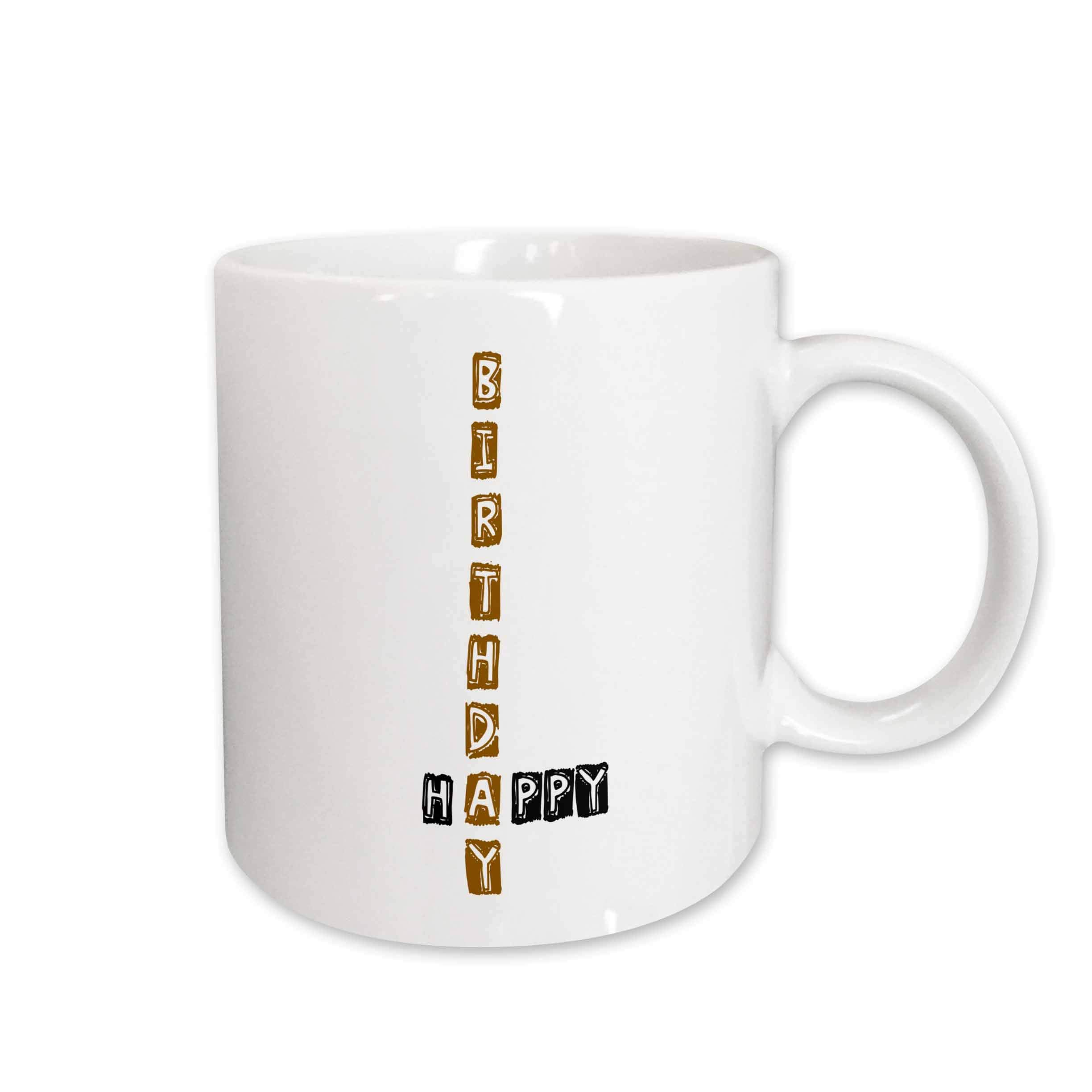 3dRoseHappy Birthday Scrabble Style Fun Word Art Ceramic Mug, 15-Ounce