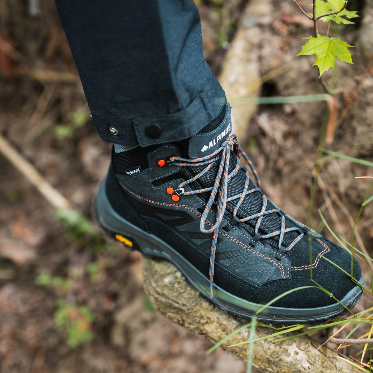 Alpinus - Buty Trekkingowe Kominite Mid, Buty Turystyczne, Górskie, Hikingowe, antracytowo - pomarańczowe GR11753