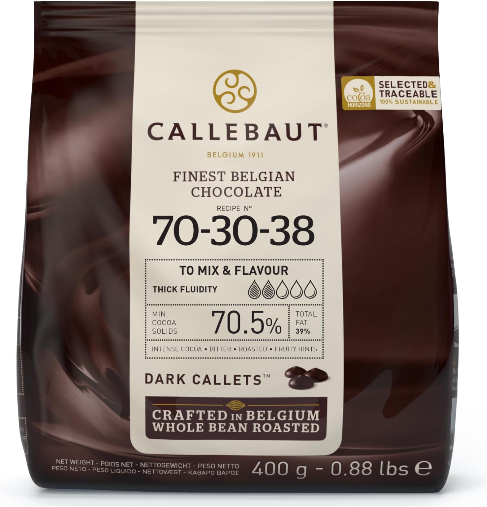 Callebaut Dark Chocolate Drops 70% 400g Bag
