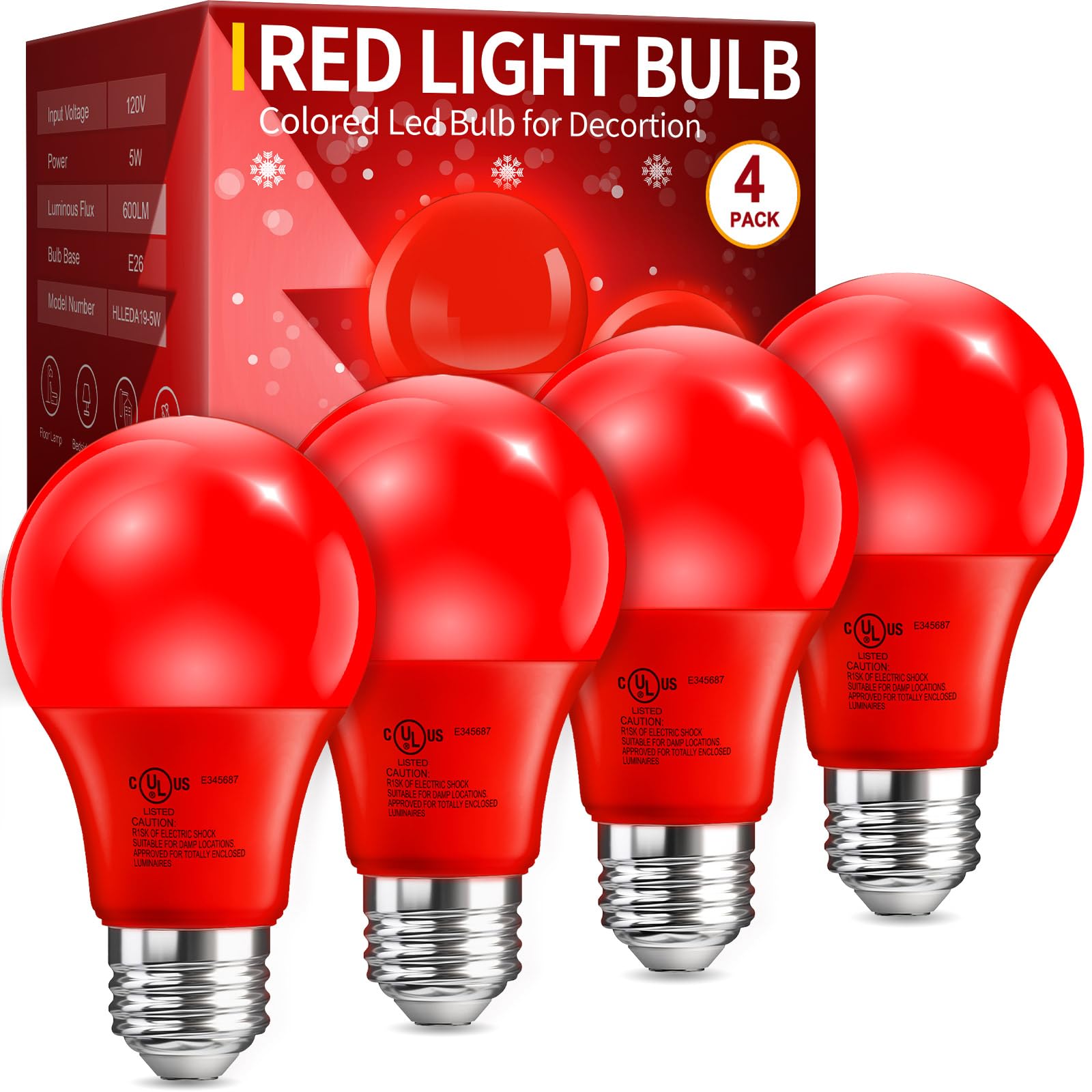 TJOY Red Light Bulb 4-Pack