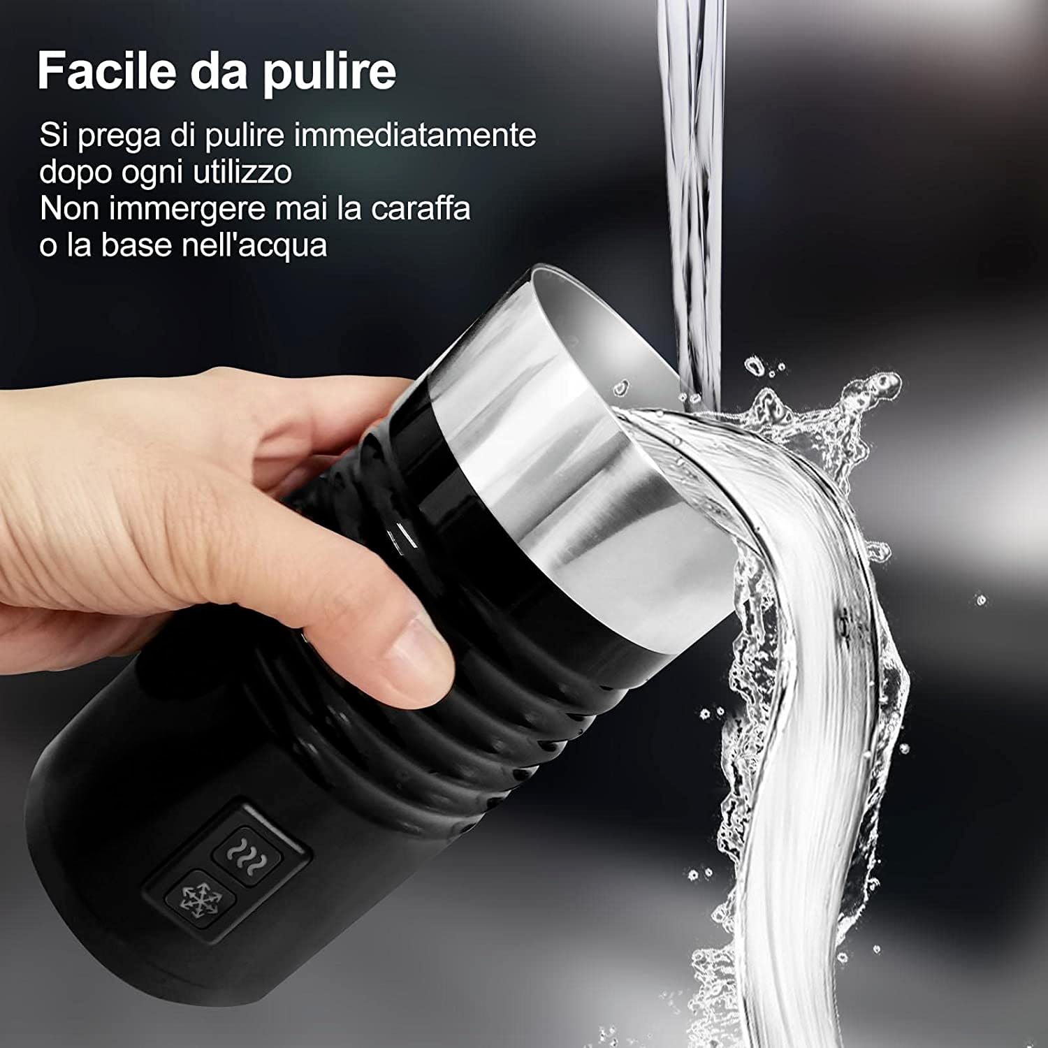 Montalatte Elettrico 5 in 1 Generico Nero 550W 240ml Automatico Schiuma Latte Calda/Fredda per Cappuccino Macchiato Caffè Latte