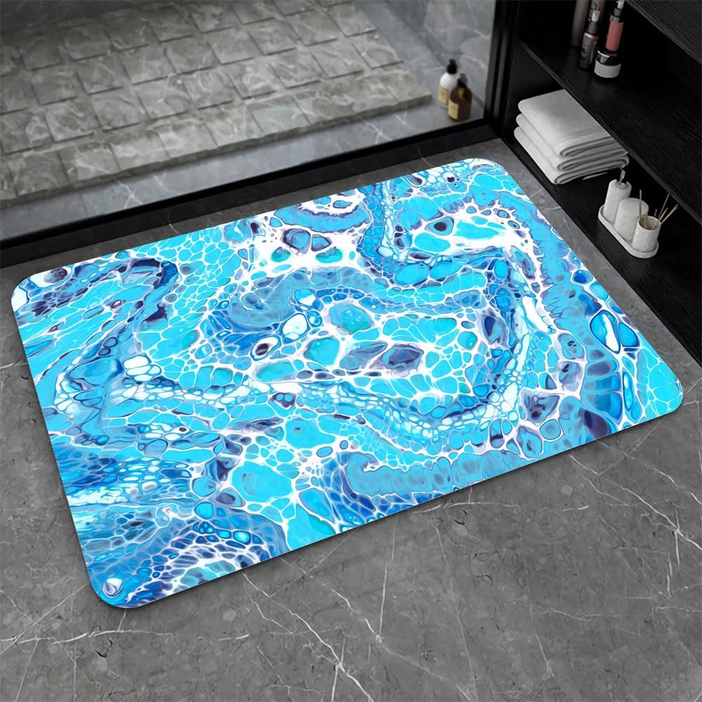 Diatomaceous Earth Bath Mat,North Carolina Blue Ink Art- Non-Slip Volume Super Absorbent Fast Drying Eco-Friendly Easy to Clean for Bathroom Kitchen Door mat 16×24Inch (40 * 60cm)