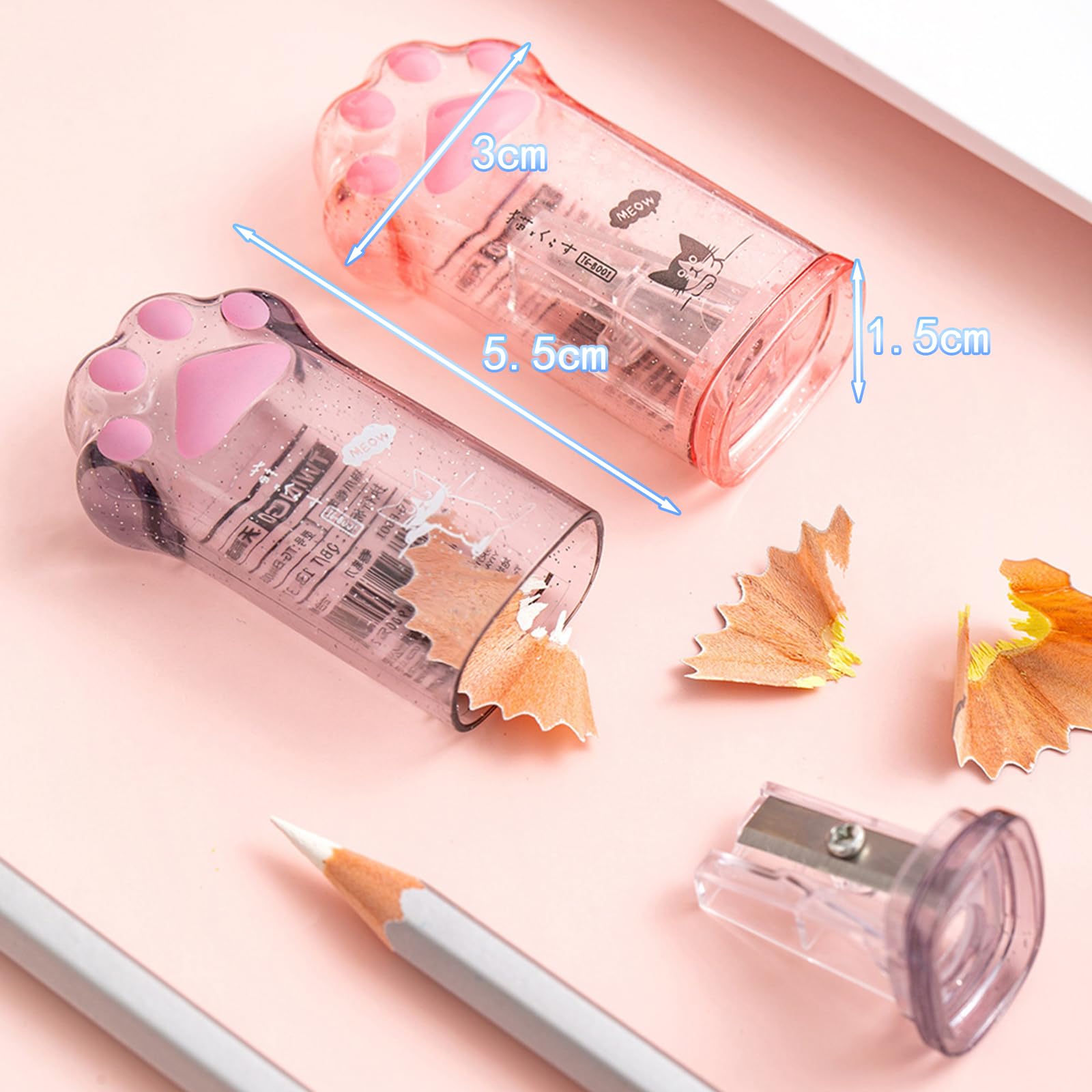 Cute Cat Claw Pencil Sharpener Kawaii Manual Pencil Sharpener with Cover Suitable for Office Home School Supplies Pink and Grey 2 PCS - Image 3