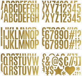 2.5 Inch Mailbox Numbers and Letters Stickers 12 Sheets Self Adhesive Stickers Vinyl Letters Numbers Kit Mailbox Signs for Home Business Apartment Address Window Door Car Truck(Gold)