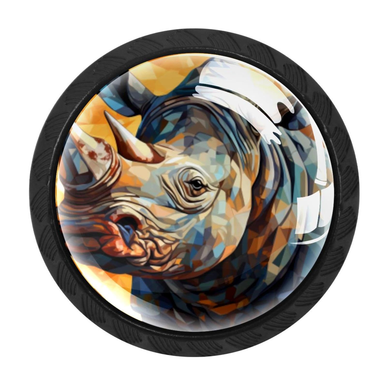 CHENZZZZ 4 Pieces Rhinoceros Drawer Knobs, 35mm Black Kitchen Cabinet Knobs, Drawer Pulls and Knobs, Glass Cabinet Hardware Single Hole Knob for Cabinets and Drawers Round