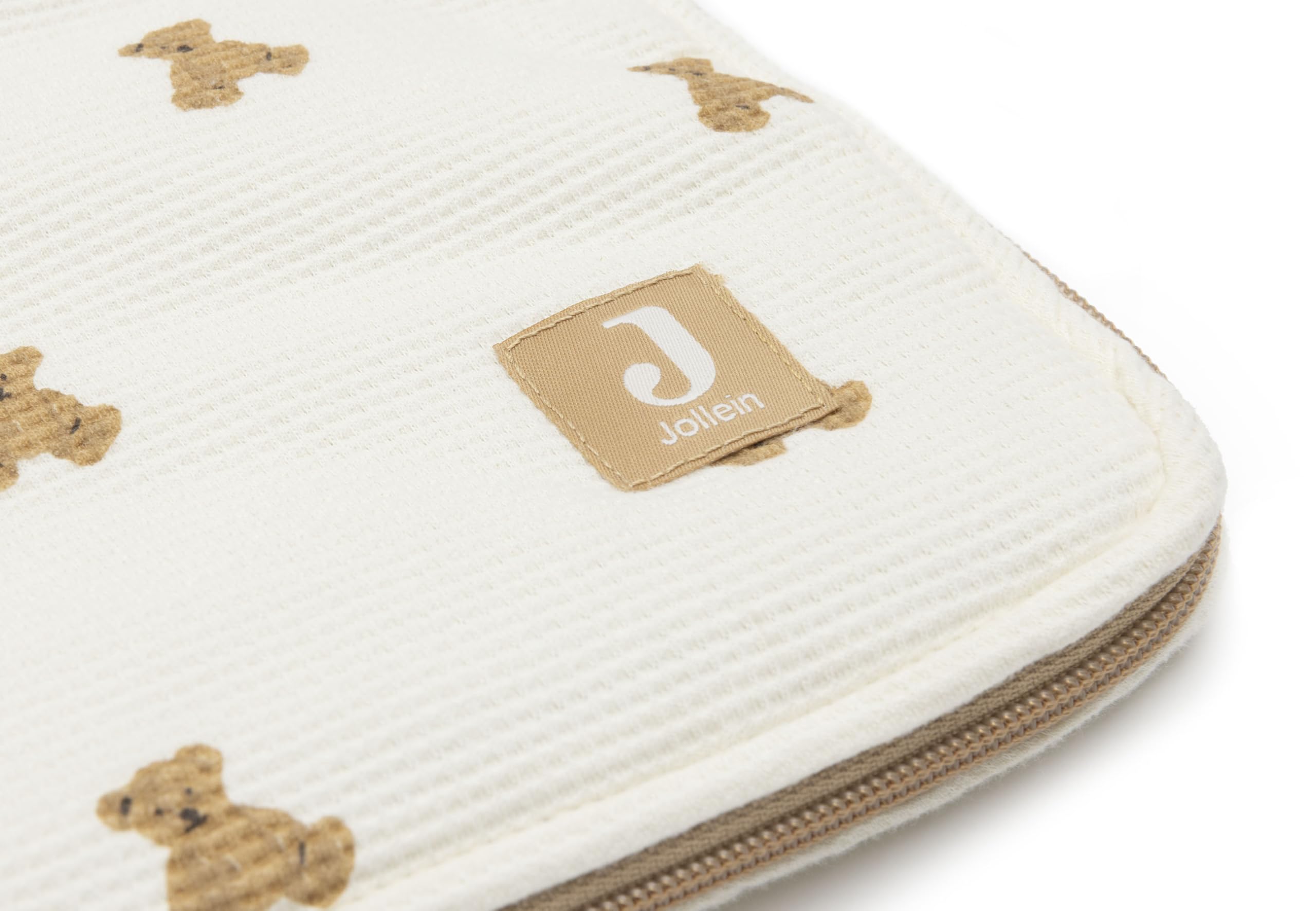 Jollein Saco Saco de pies - Mini Teddy Bear – Para sillas de coche del Grupo 0+ y cochecitos – Para arneses de 3 y 5 puntos – Forro polar – Algodón con estampado de osito – Certificado OEKO-TEX