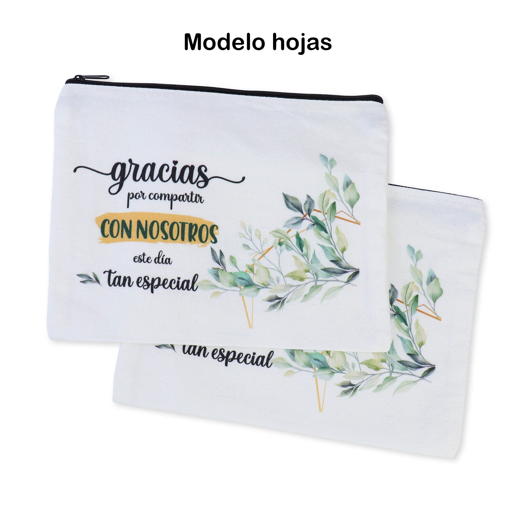 Pack de 12 a 36 uds | Neceser Frase Agradecimiento Invitados | Estilo Natural con Cremallera | 23 x 18 cm | Regalo Boda | 2 Diseños, No Personalizable | Regalantes (24, Flor)