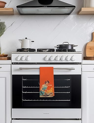 Miniatura 4 de Toallas de cocina divertidas con texto en inglés "I'm Fine", estilo retro de los años 50, toallas de cocina decorativas, toallas de mano modernas de