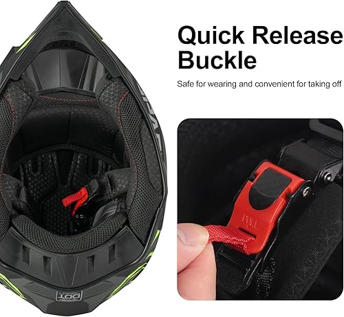 Miniatura 6 de Casco de motocross para adultos ATV para moto de tierra todo terreno de cara completa con gafas, guantes y máscara, aprobado por el DOT