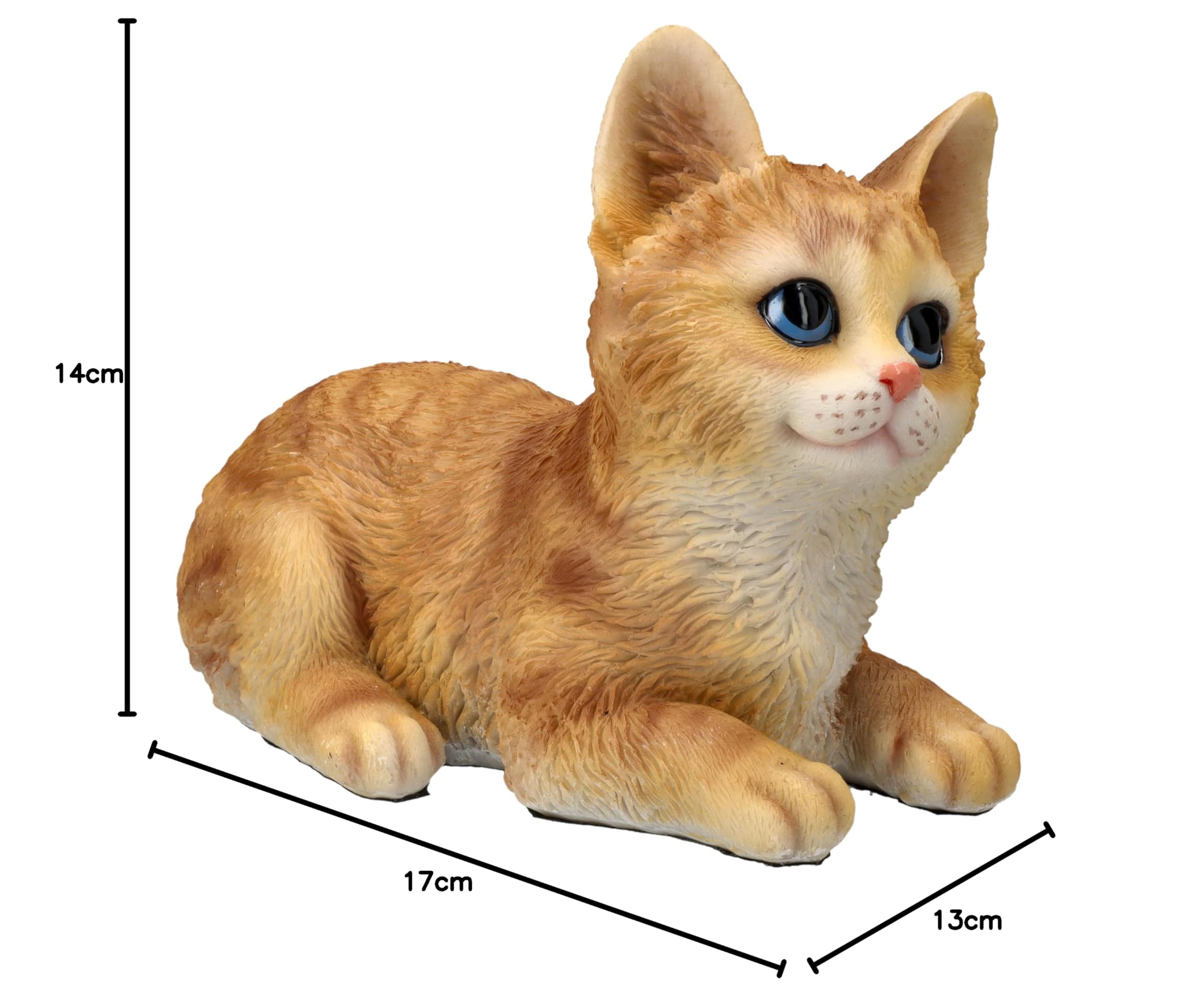 Figura decorativa de gato de gatito tigerado, color naranja, 14 cm