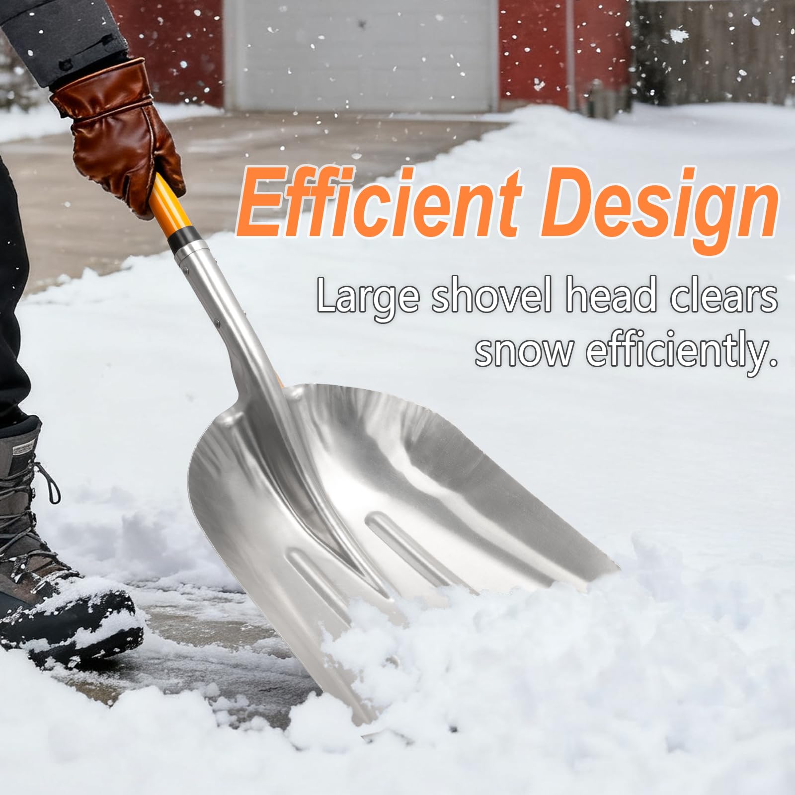VNIMTI Pala de Nieve de Aluminio con Mango en D, Pala de Nieve de Metal para Entrada, Pala de Transferencia de 45 Pulgadas, 1.7 kg, Pala de Transferencia para jardinería, Color Amarillo