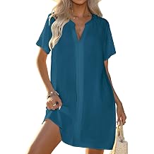 Halife Womens Swimsuit Coverup V Neck Short Sleeve Beach Cover Ups | Flowy Bathing Suit Cover Up, Lightweight Breathable Cover Ups for Swimwear Women, Beach Vacation Outfits, Resort Wear