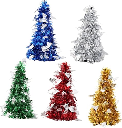 Miniatura 7 de Árbol de Navidad metálico, 5 piezas, árbol de cedro artificial, centros de mesa, árboles de sisal, árbol de Navidad en miniatura, escritorio,
