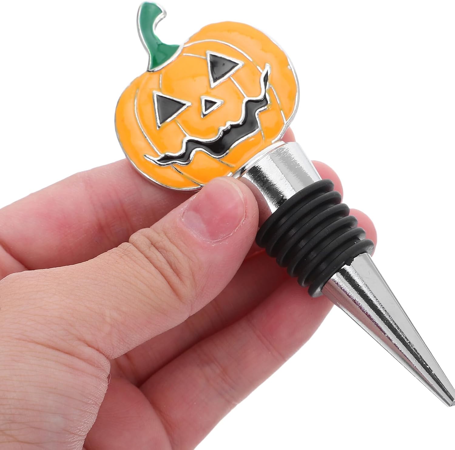 Halloween Pumpkin Wine Bottle Stoppers 2pcs, Zinc Alloy Decorative Beverage Sealers for Preserving Flavor and Freshness, Party Accessories for Kitchen and Bar