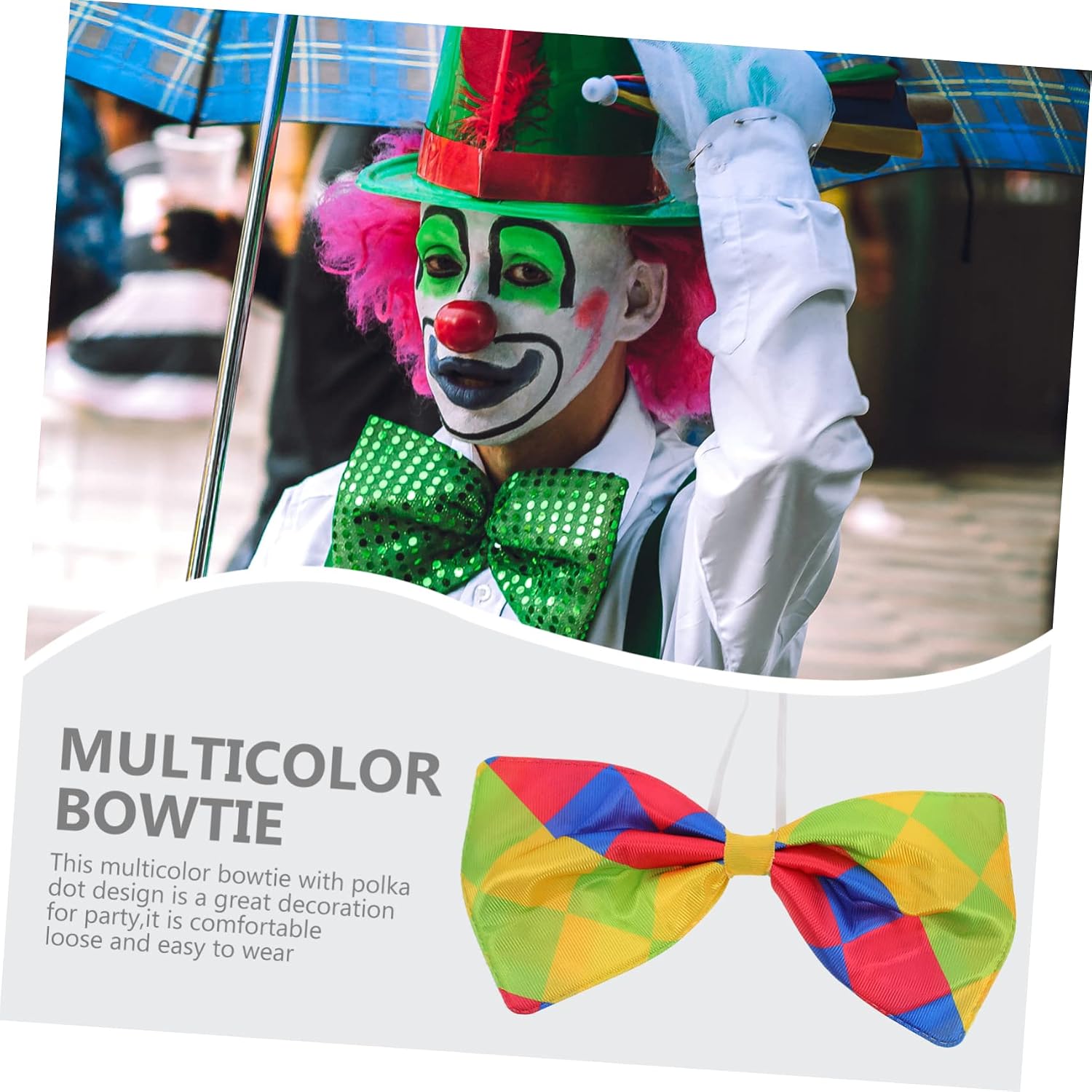 2pcs Jumbo Clown Bowties Oversized Bow Tie Costume Props for Masquerade Carnival Party Birthday Celebration Accessories
