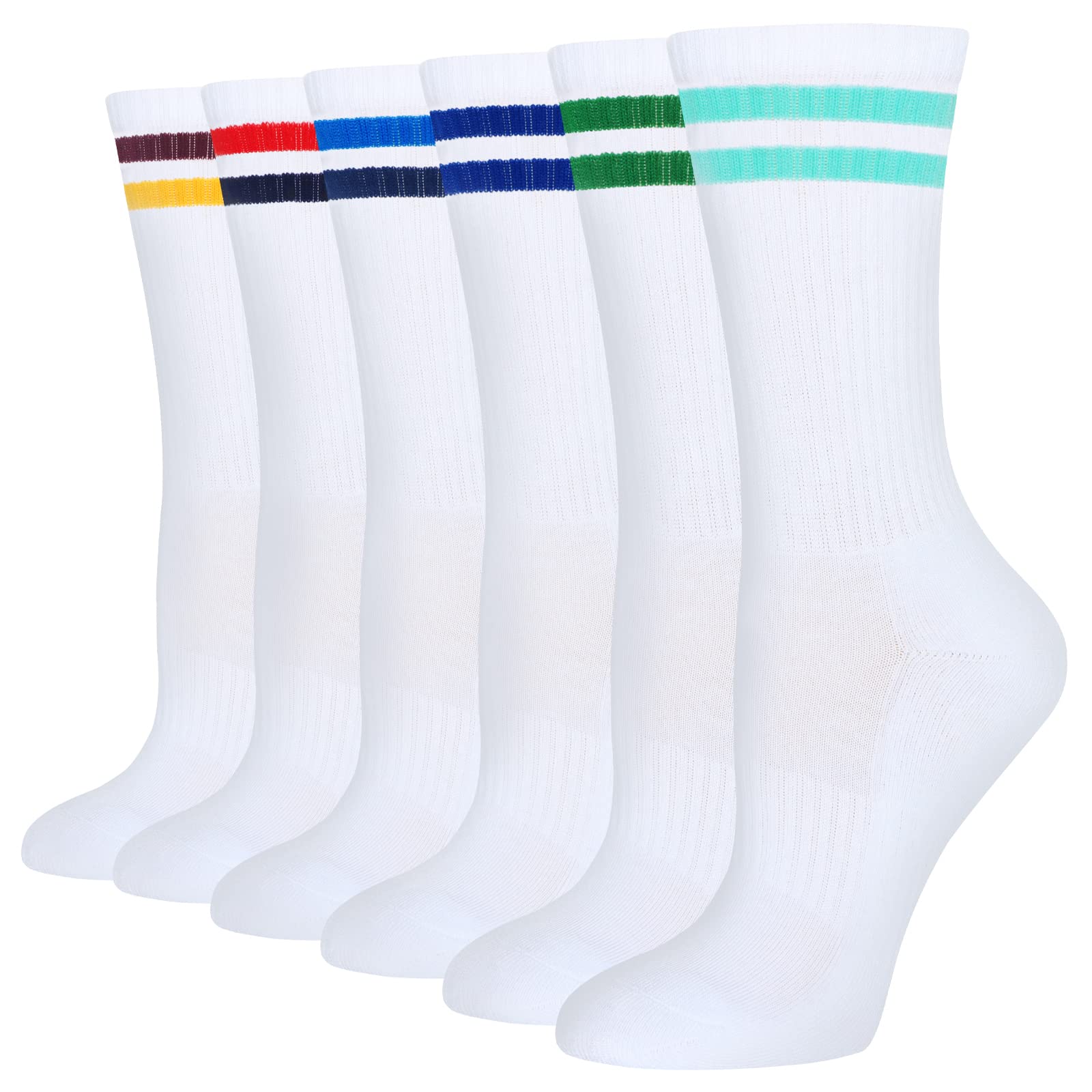 FUNDENCY Women's Athletic Crew Socks 6 Pack, Running Breathable Cushion Socks with Arch Support