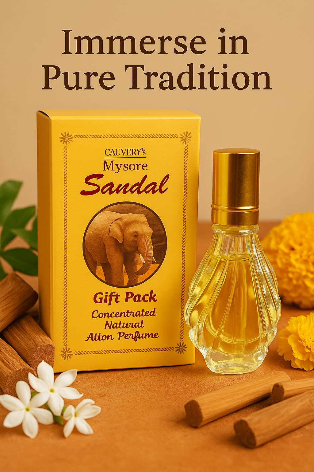 Herbal Treasures Mysore Cauvery Sandal Attar Perfume 30ml | Unisex