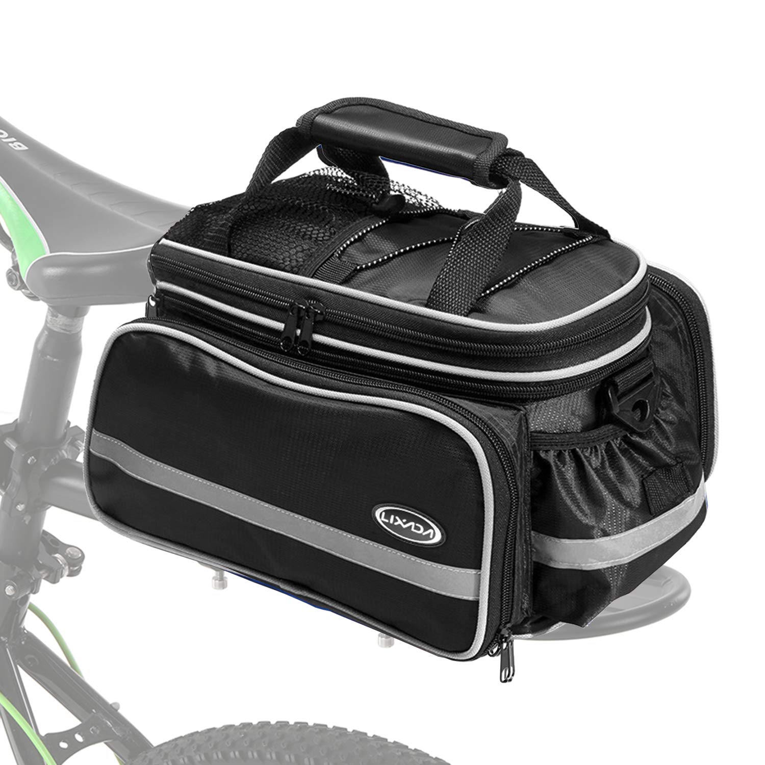 Lixada 10-25L Borsa per Sedile Posteriore per Bicicletta Impermeabile Resistente allo Strappo con Tracolla e Parapioggia 33 * 23 * 26 cm, Portapacchi Bici Tasche Multiple per Il Ciclismo