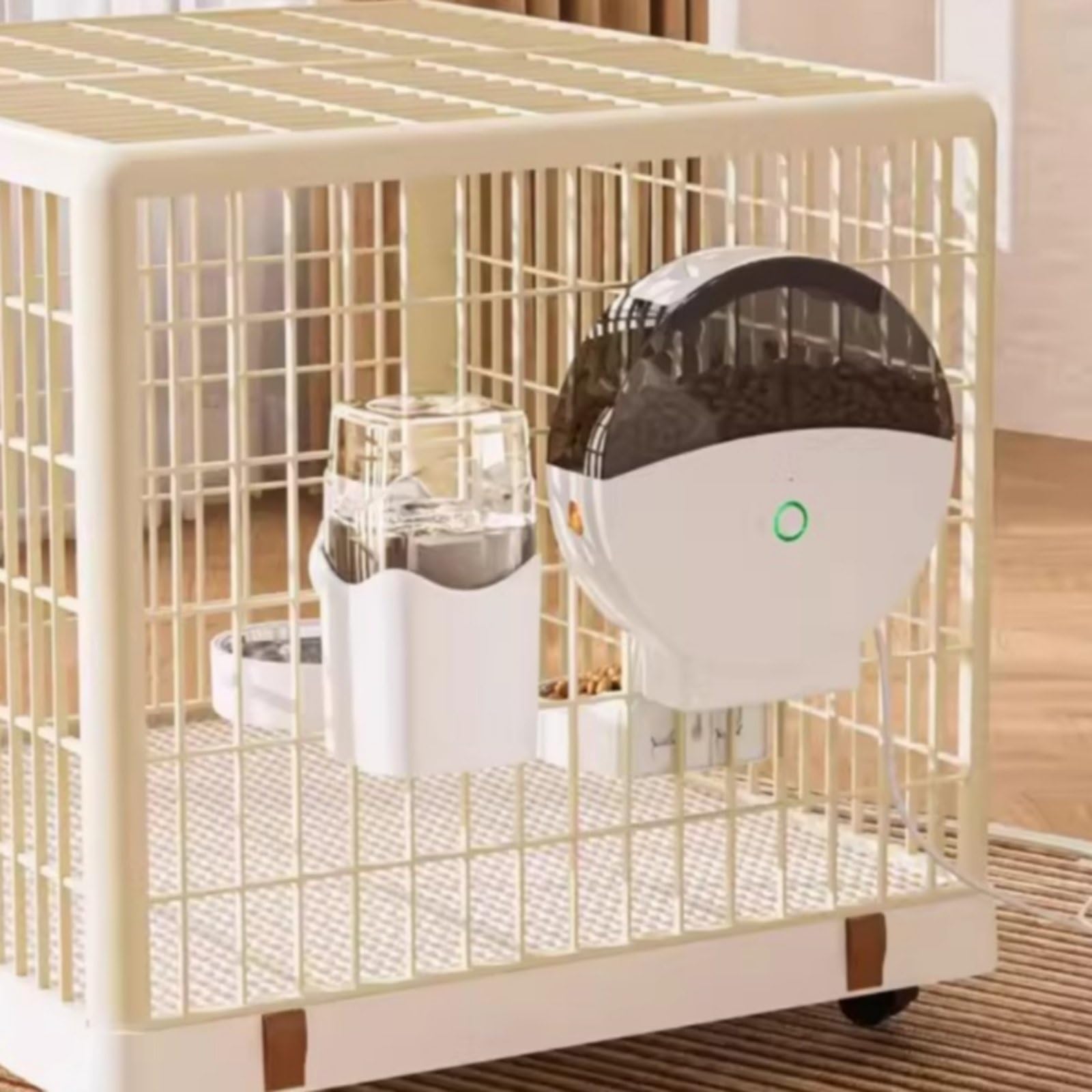 Alimentador Automático Dispensador de Comida Programable para Mascotas con Diseño Colgante Que Ahorra Espacio Doble Sellado con Desecante para, Modelo con Video