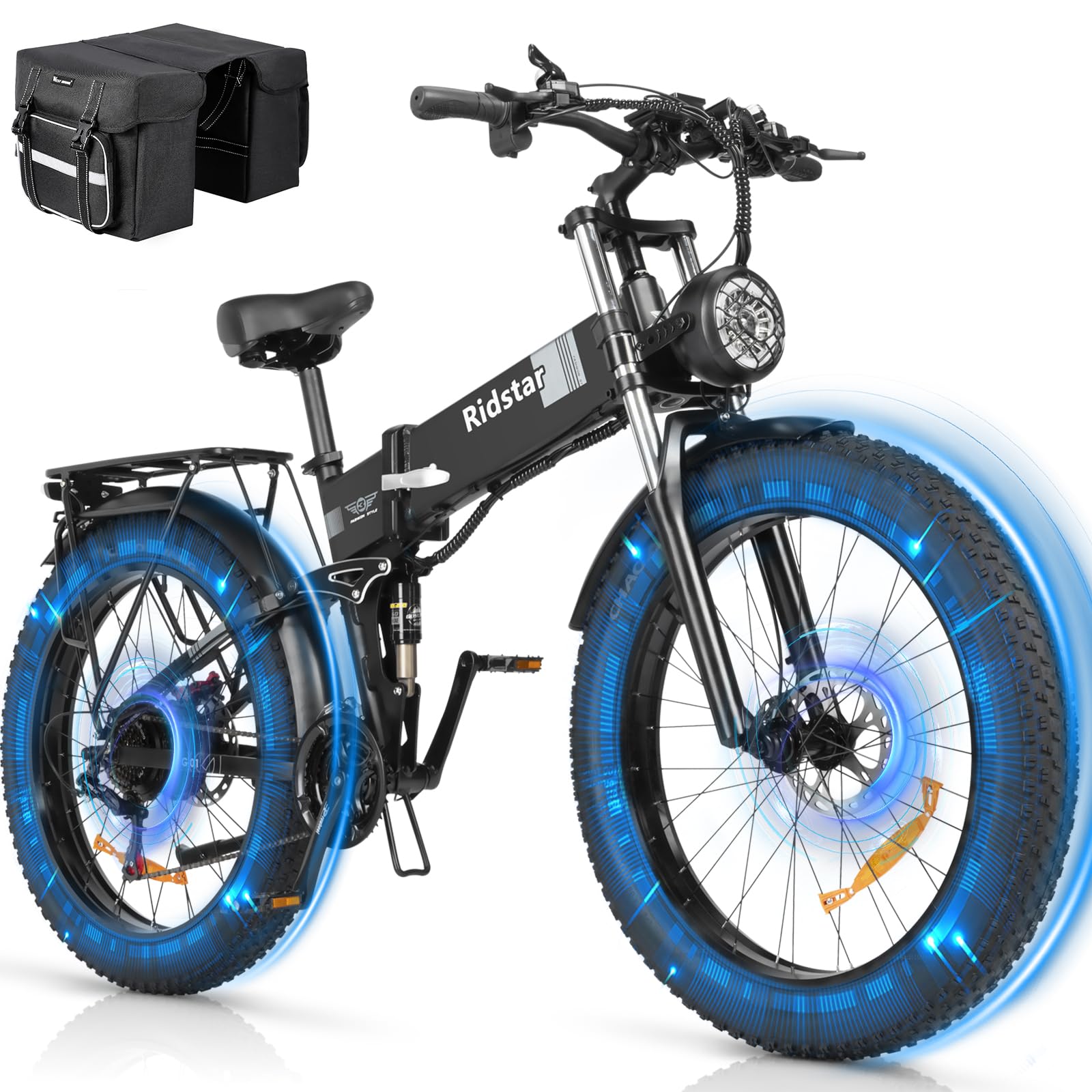 Electric Bike for Adults, 20'' 1000W Fat Tire Motorcycle, 25MPH Dirt Bike with Removable 48V15Ah Battery E-Bike 7 Speed, Black (Q20 MINI)