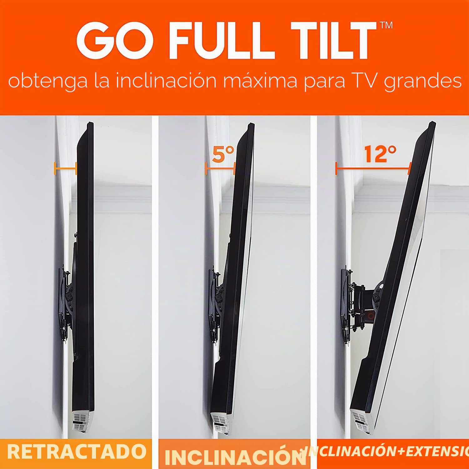 ECHOGEAR Soporte de Pared inclinable avanzado para televisores de hasta 86 Pulgadas – Rango máximo de inclinación en televisores Grandes – Ideal para Montar TV sobre una Chimenea
