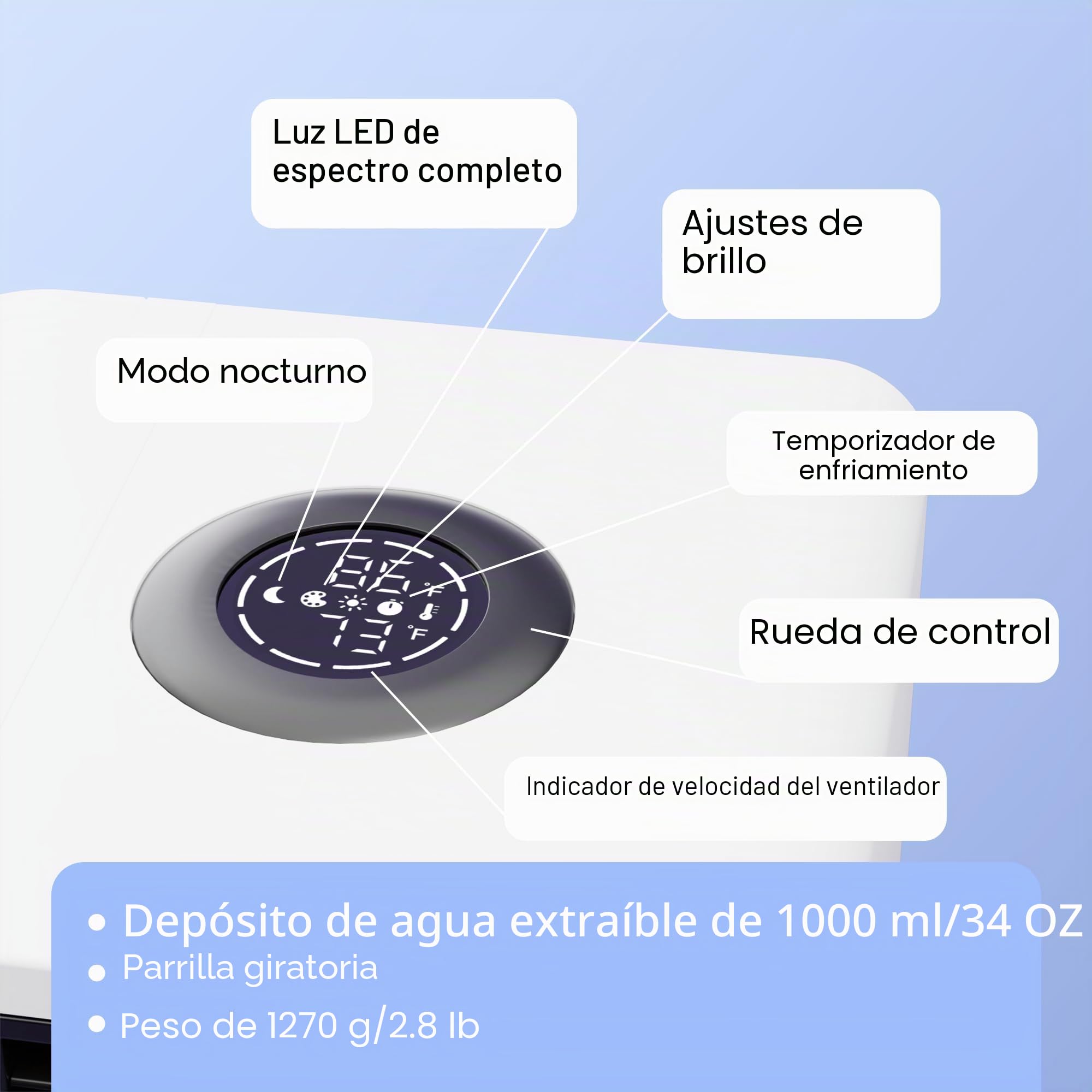 Aire Acondicionado Portátil - Climatizador Frio Portatil - Enfriador de Aire Personal y Humidificado, Evapolar Evalight Blanco Ev-1500