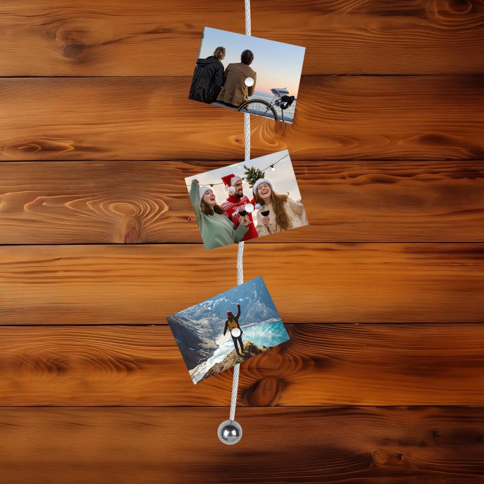 Set Filo Per Appendere Foto Con Magnet - 4 Cavi Metallici 2m E 48 Magnet, Per Esporre Foto E Cartoline - Foto 4