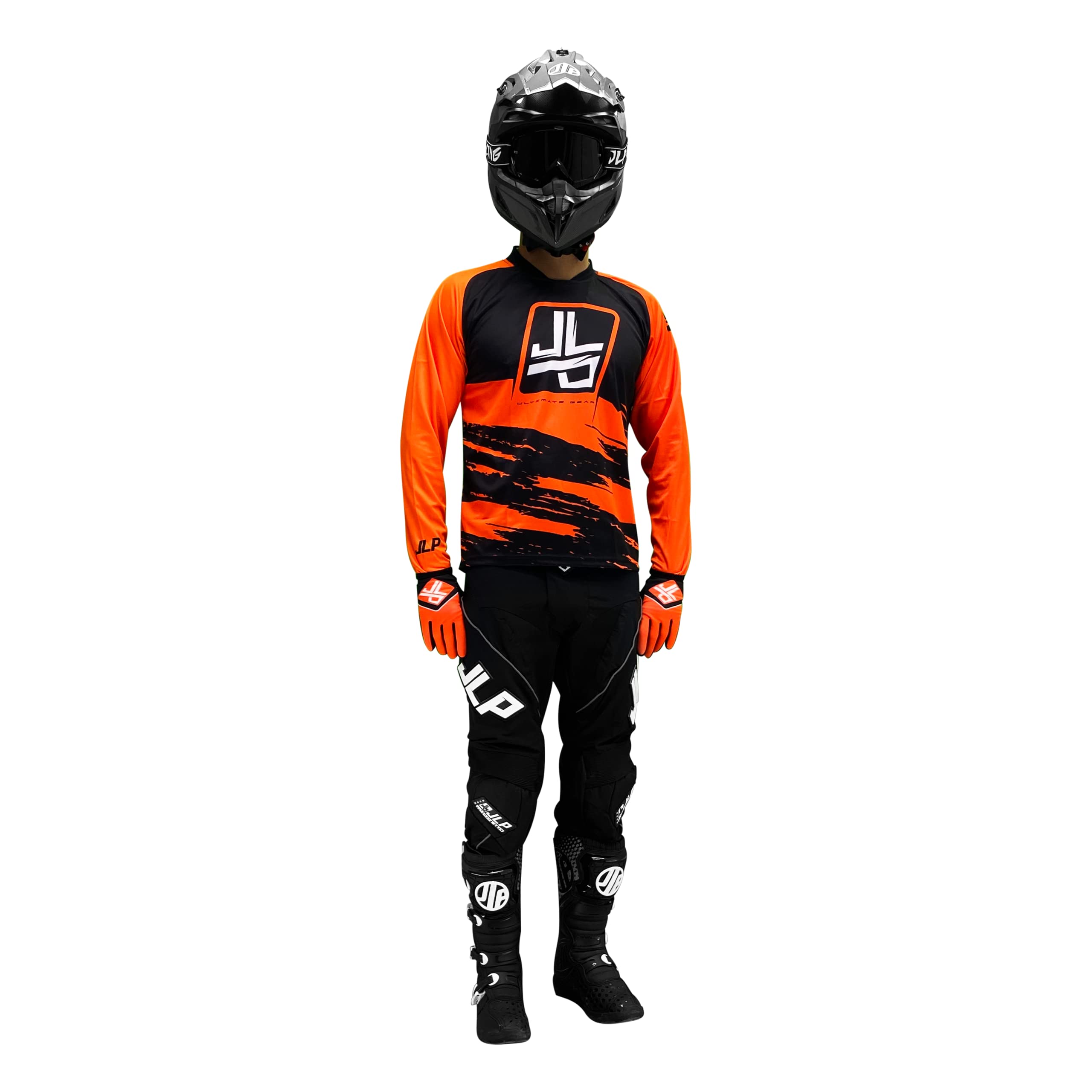 JLP RACING Tenue Enfant Pantalon Maillot Gants Moto Cross Quad Enduro VTT BMX MTB Enfant Snatch Orange Fluo M