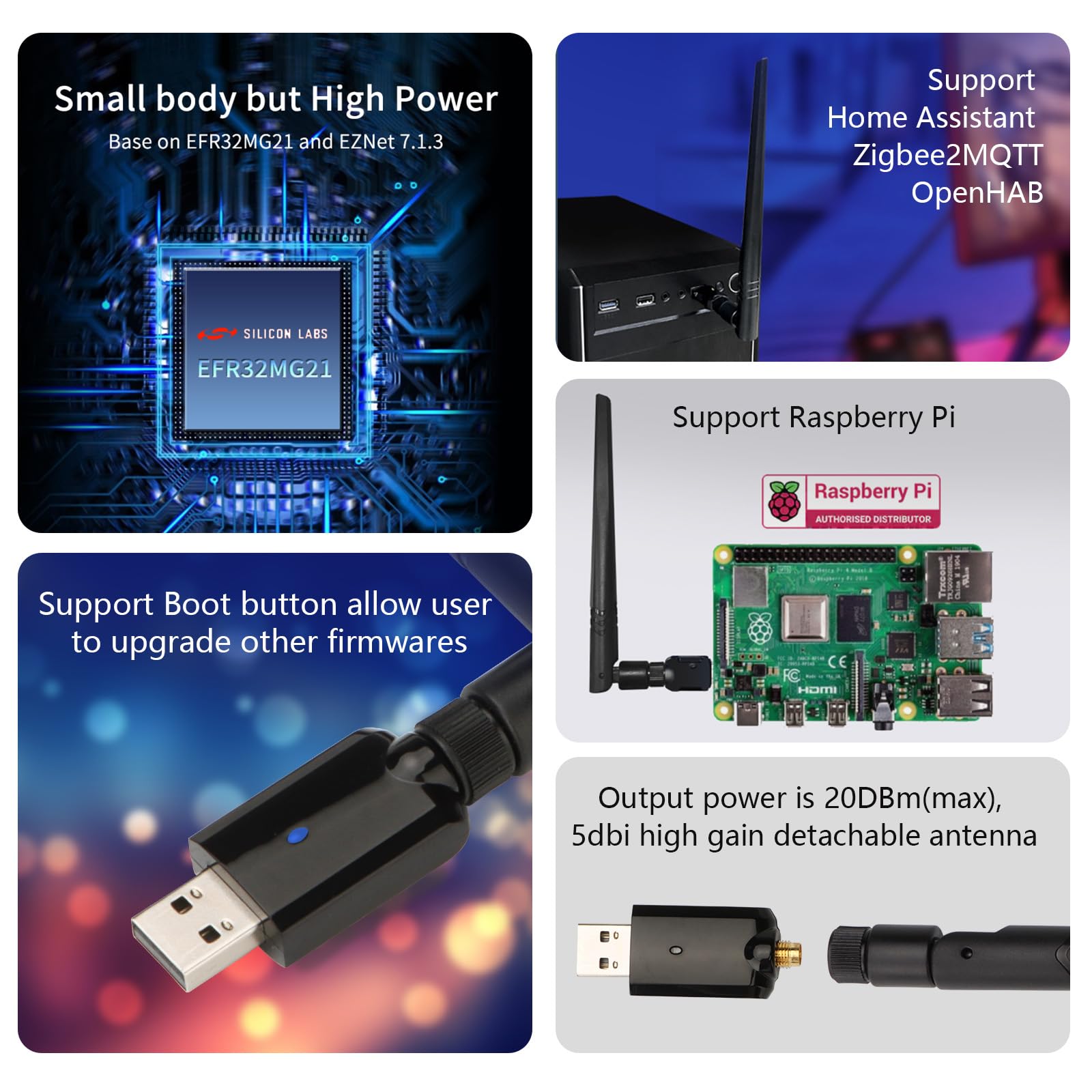 Wengart USB Zigbee Dongle Gateway U0335,Support HA Certified Zigbee3.0 Devices,Self-upgradable,Work for Home Assistant,openHAB,Zigbee2MQTT