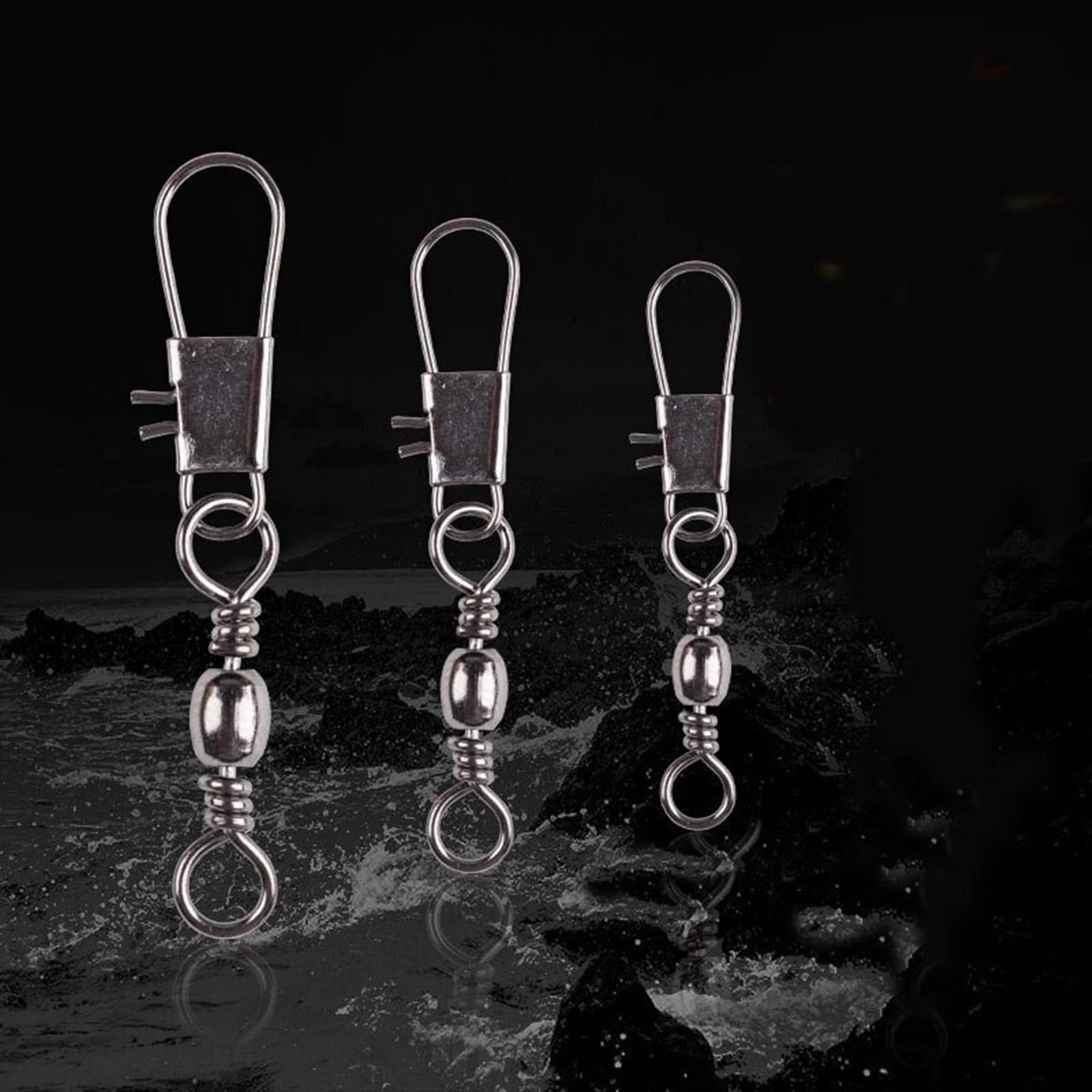 HARAY Angelhaken 4 Größe 100 Teile/Paket Angeln Stecker Pin Lager Rollwirbel Snap Fastlock Clips Angelhaken Angelgerät Zubehör Angelzange