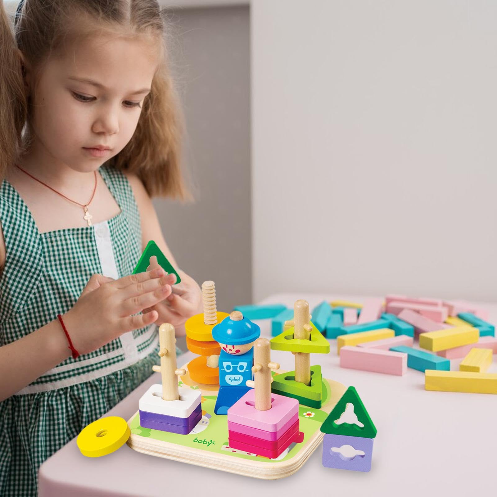 Impilatore di puzzle abbinato, giocattoli impilabili di classificazione in | legno - Giocattolo di puzzle impilabile abbinato a forme per bambini | Giocattolo di educazione precoce colori vivaci per
