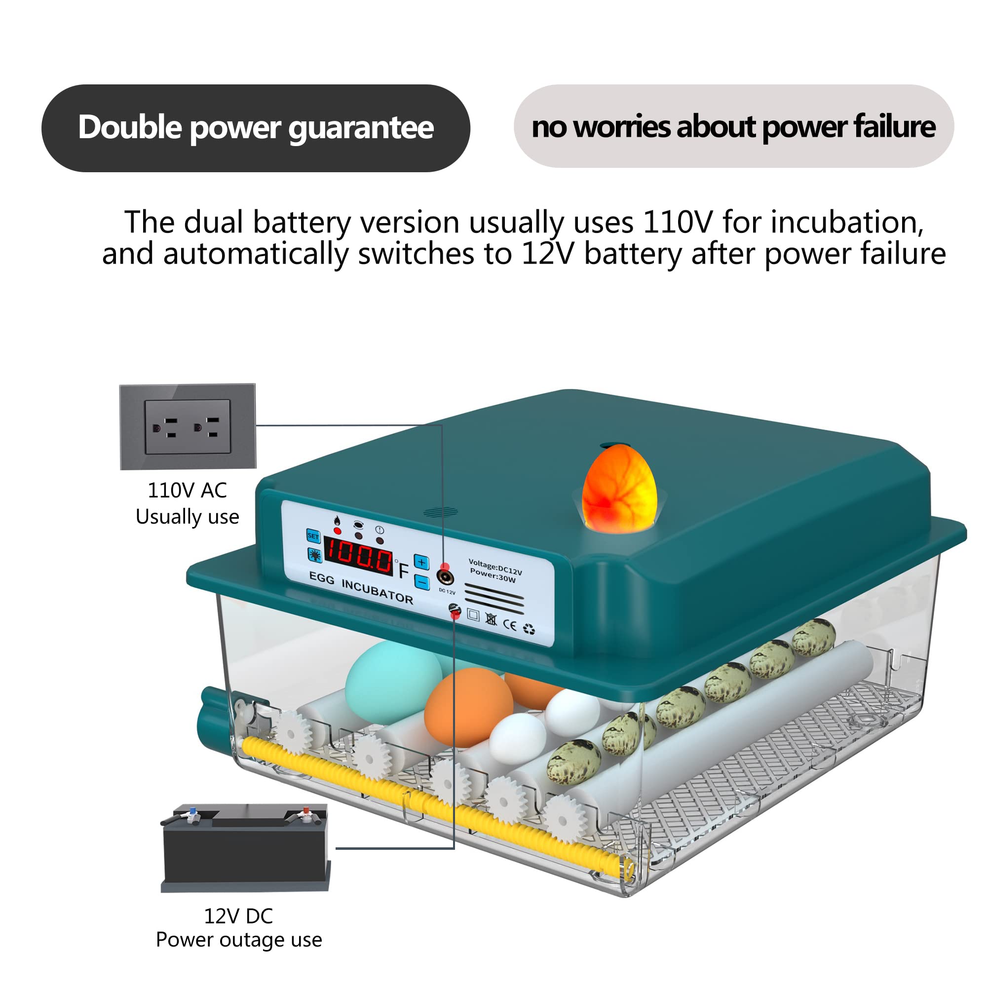 Hethya Pro16 Eggs incubators for Hatching Eggs Fahrenheit with Automatic Turner Chicken Incubators Farm Poultry Incubators