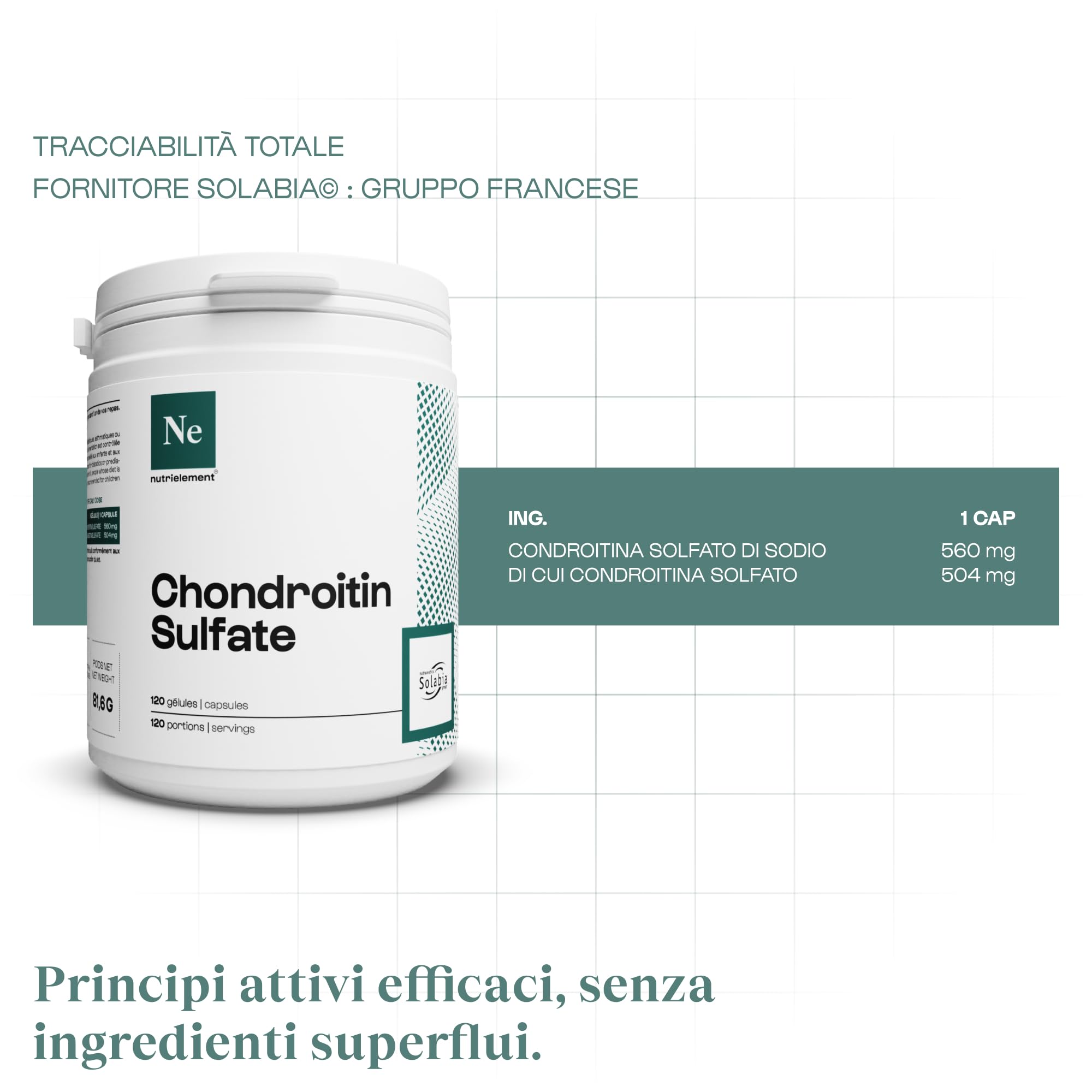 Condroitina solfato pura al 100% | Protezione articolare • Resistenza dei tendini • Rigenerazione dei tessuti • Sport e Salute | Nutrimuscle | 120 capsule