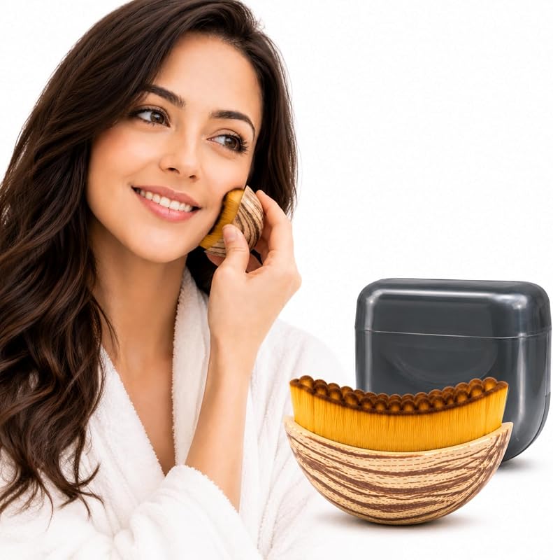 VELUNEA Pincel para Contorno Facial com Cerdas Ultramacias e Estojo