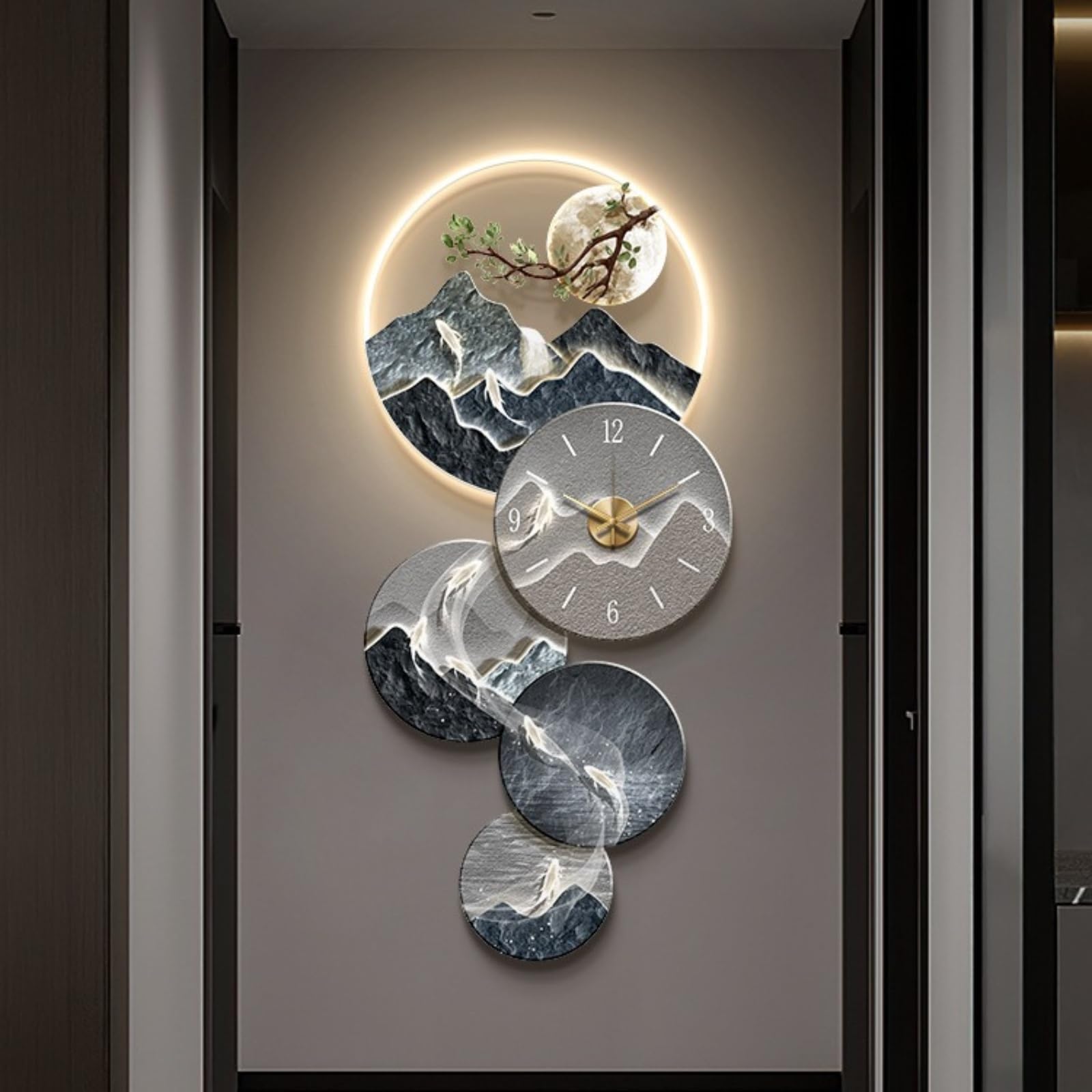Reloj de Pared 3D con Luz LED, Arte Mural Grande para Sala y Dormitorio