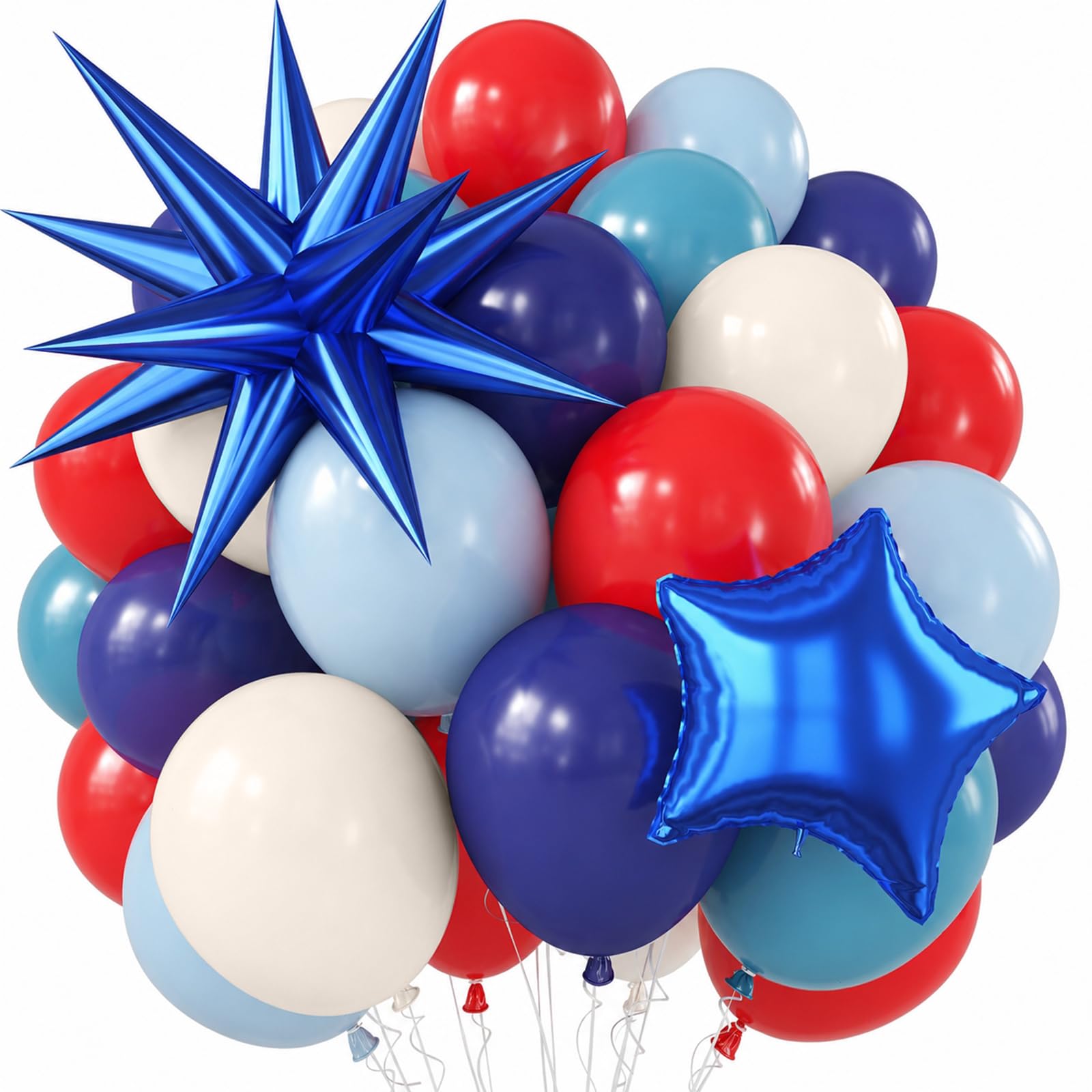 Red White Blue Balloons 4th of July Balloon Star Foil Balloon Navy Royal Dusty Slate Blue Red Sand White Balloons for USA 250th Anniversary Independence Memorial Grad Patriot Birthday Party Decor