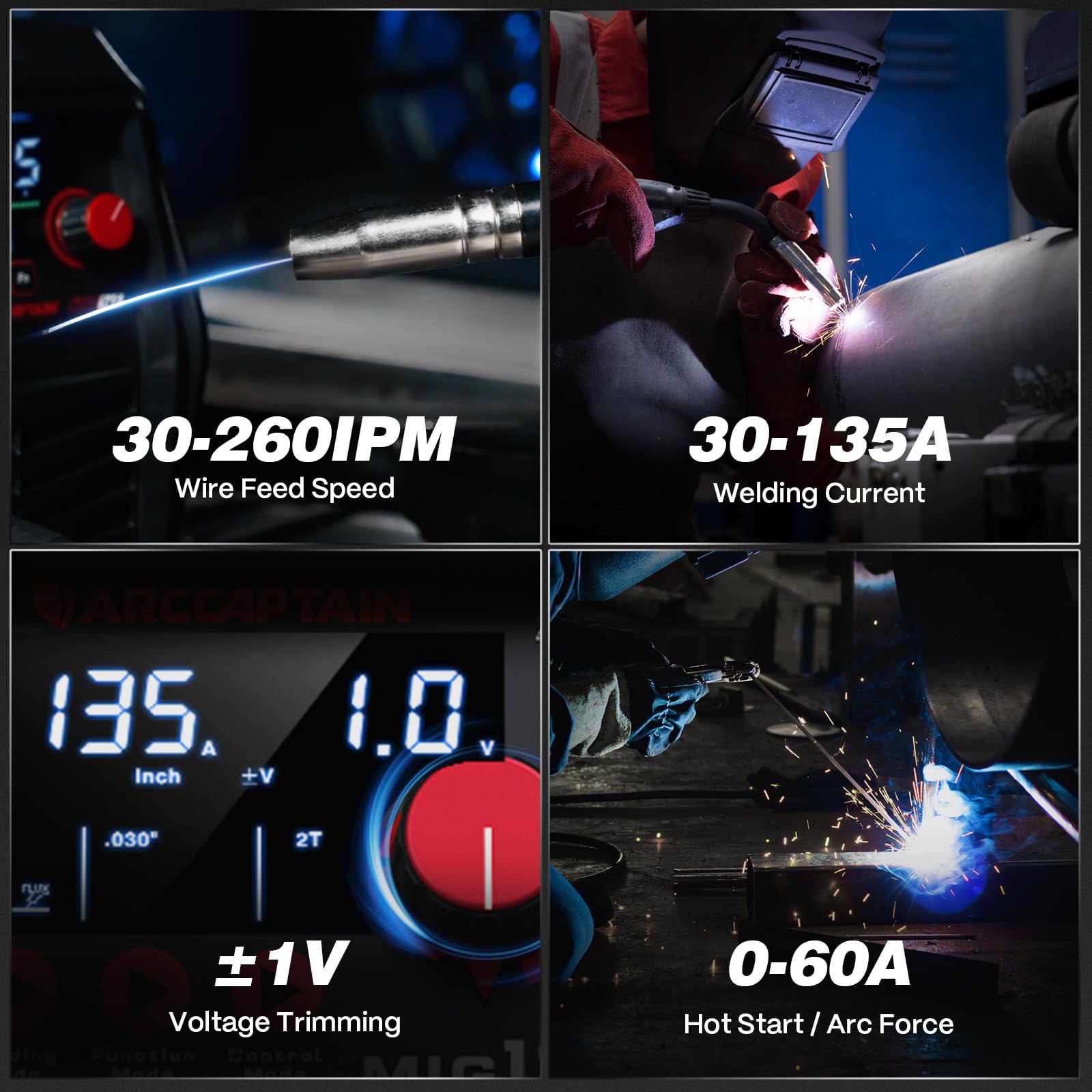 ARCCAPTAIN 135A Flux Core MIG Welder 110V 3-in-1 Gasless MIG Stick Lift TIG — Amazon image 4