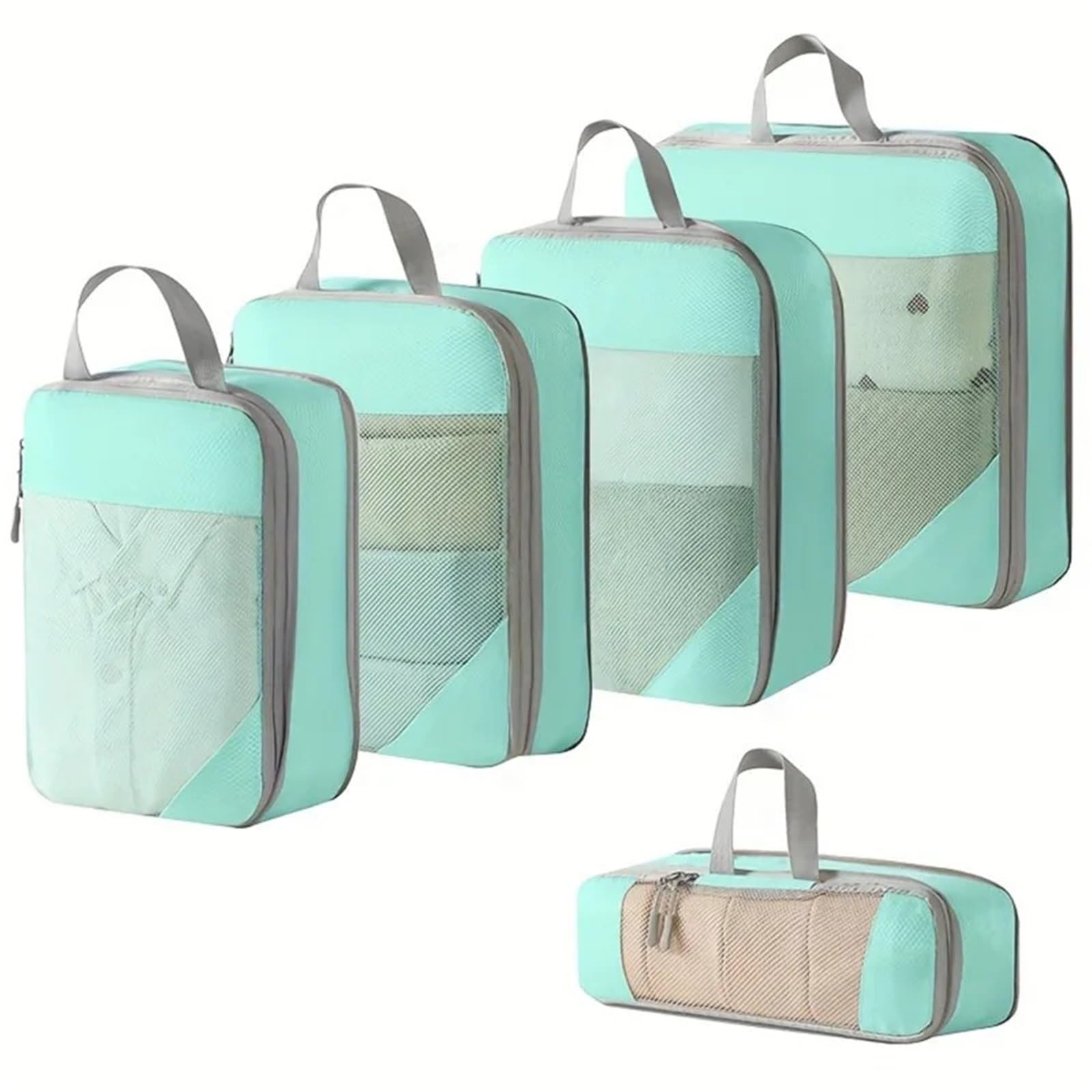 5PCS Compression Packing Cubes For Suitcases Travel Accessories Expandable Organizers Lightweight Organizer for Suitcases(Blue 5pcs)