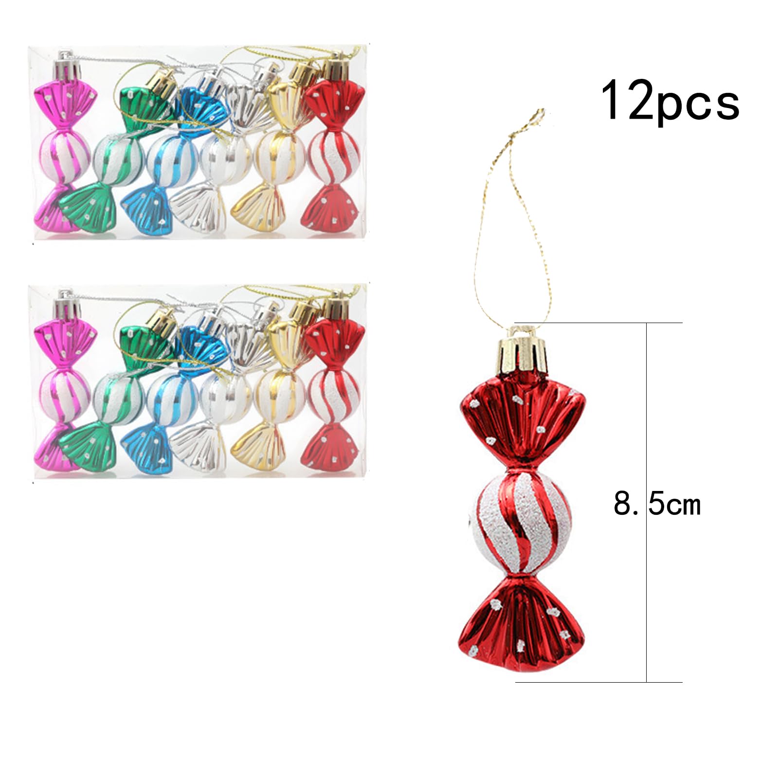 HERZWILD Herzwild 12 x Christmas Tree Decorations Candy Pendants Christmas Decoration Pendant Candy Ornaments (Colour-B) - Image 2