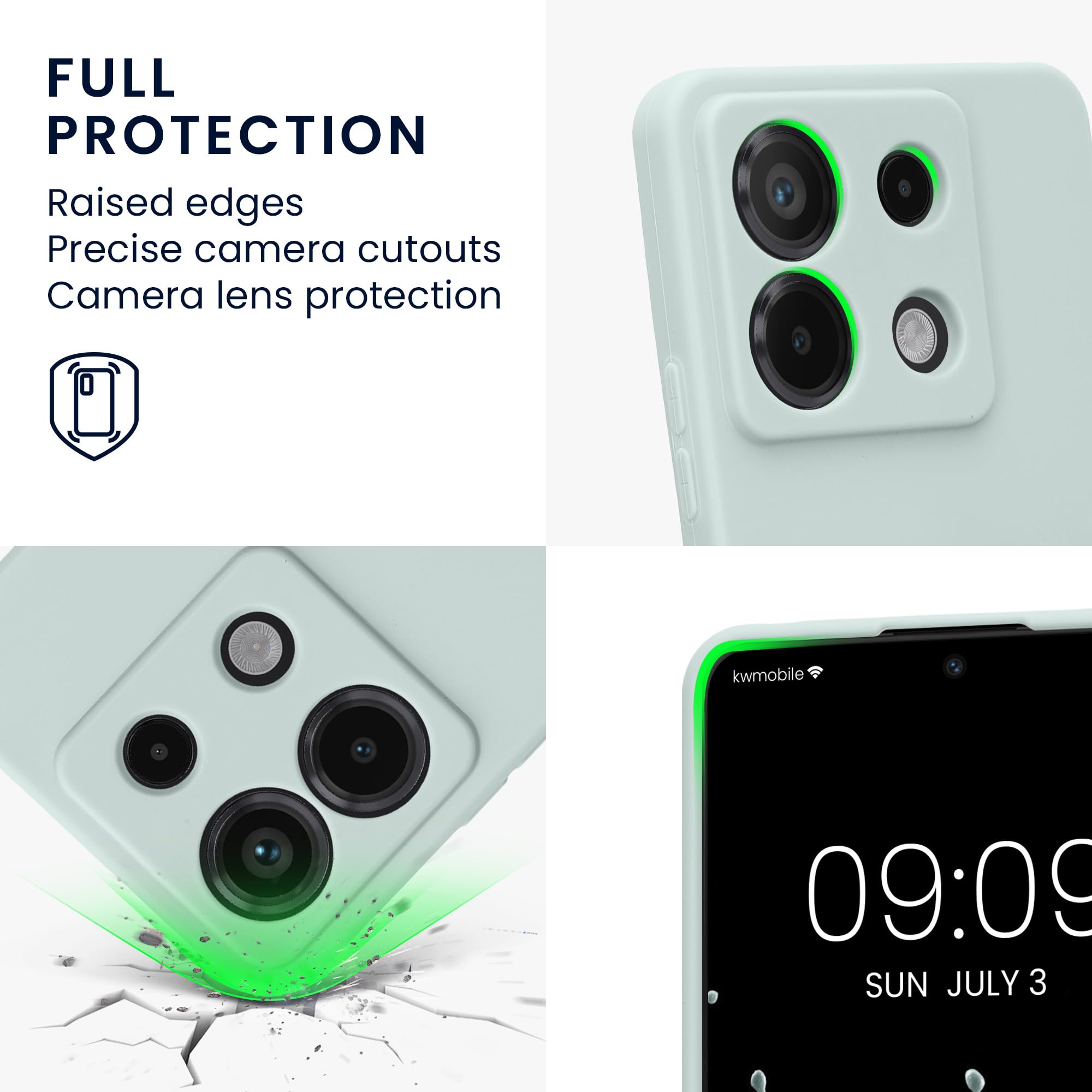 kwmobile Custodia Compatibile con Xiaomi Redmi Note 13 Pro 5G / Poco X6 5G Cover - Back Case per Smartphone in Silicone TPU - Protezione Gommata - menta freddo