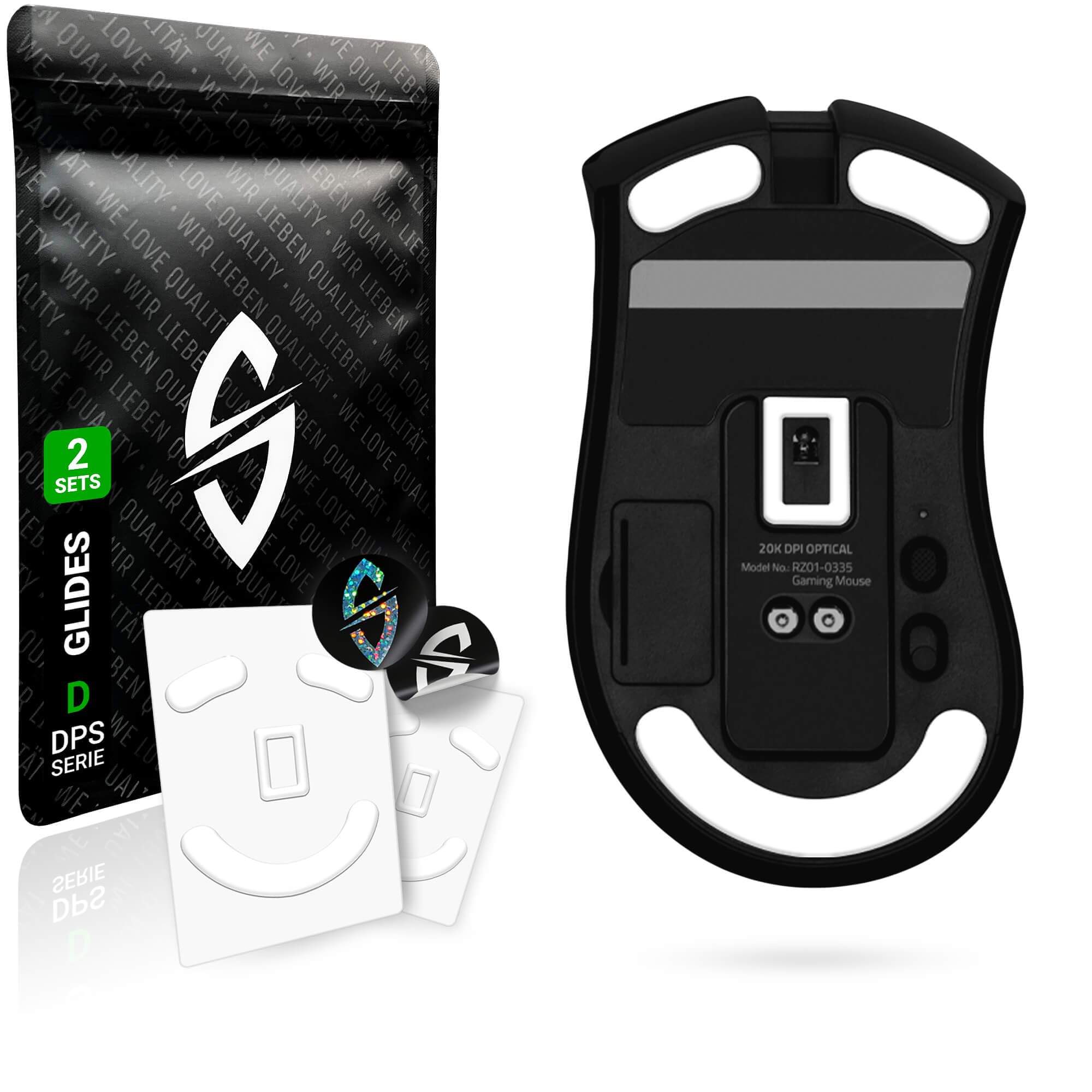 SensoryBoost DPS Skates (Set of 2) - Compatible with Razer DeathAdder V2 PRO - For Maximum Speed | PTFE | Ultra Smooth, Rounded & Durable | Premium Replacement Mouse Feet, Glides